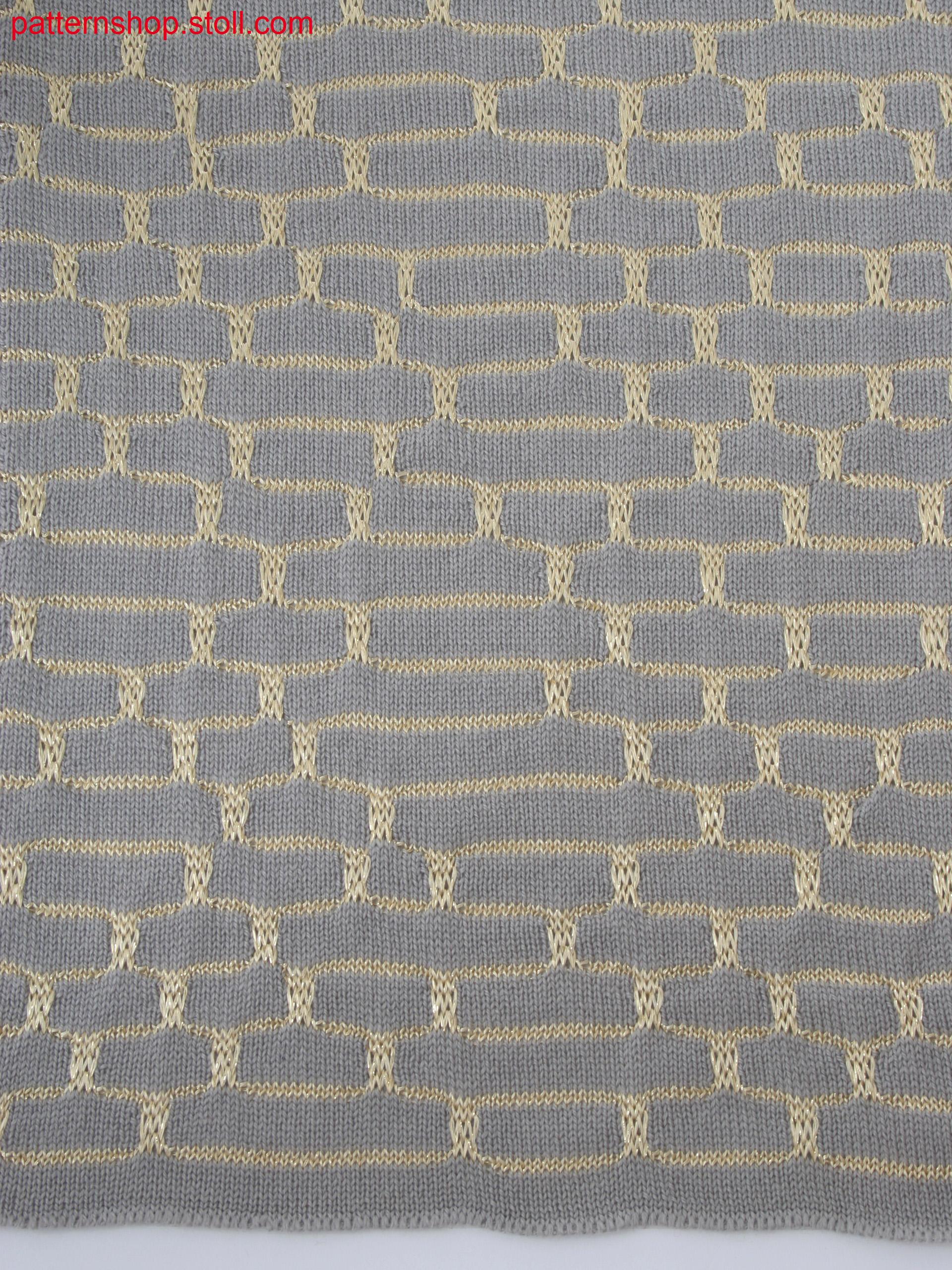 Knitted fabric in 2-color stripes with cast-off and floats