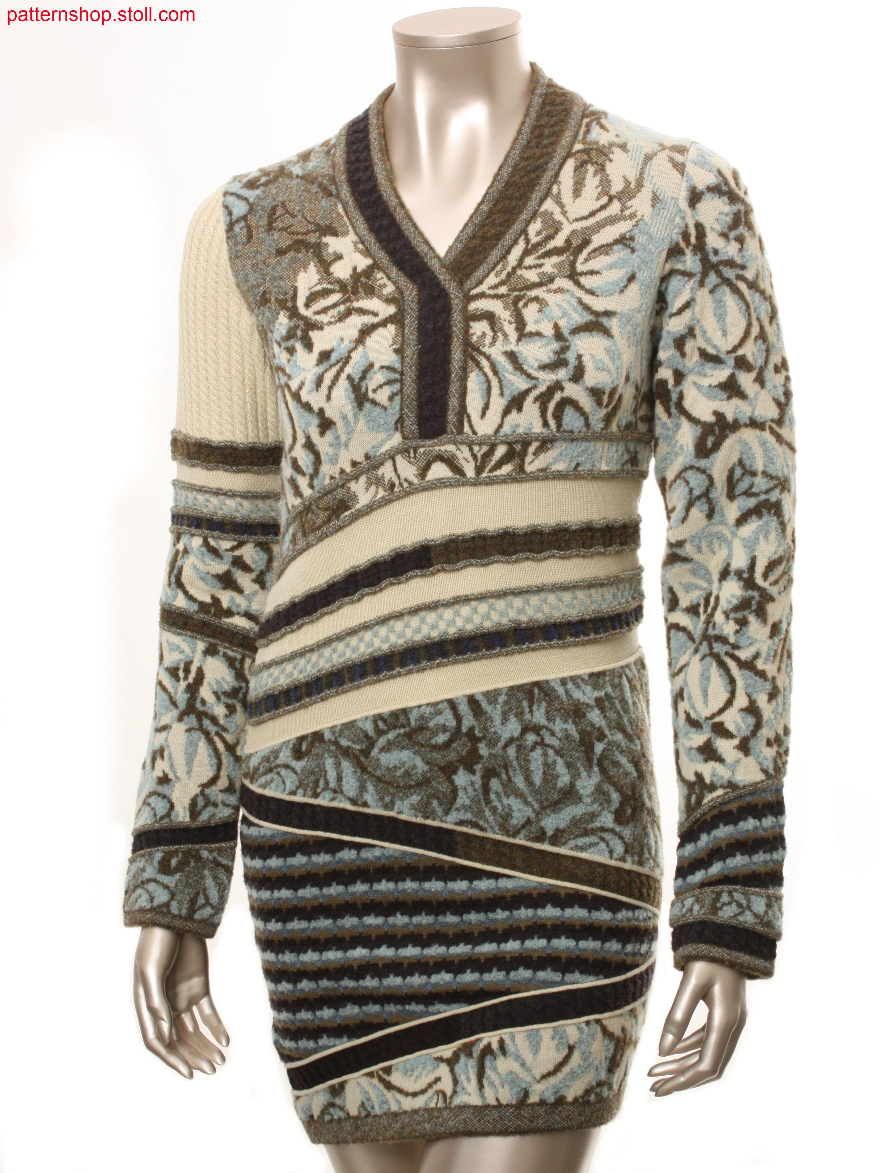 Gored dress with different jacquard motifs / Gespickeltes Kleid mit verschiedenen Jacquard Motiven