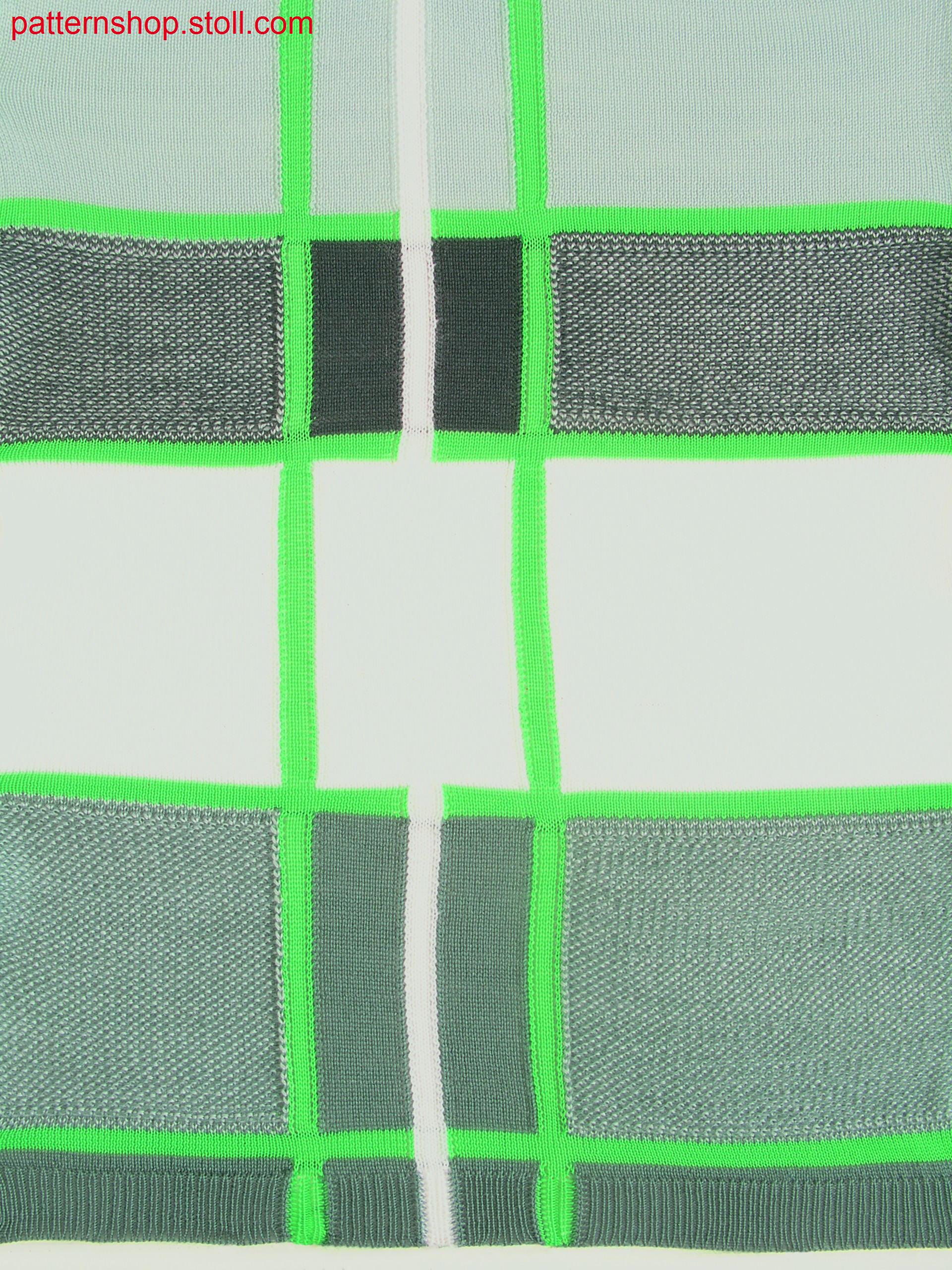 Intarsia swatch with stripes and jersey structures / Intarsia Musterausschnitt mit Streifen und Rechts-Links-Strukturen
