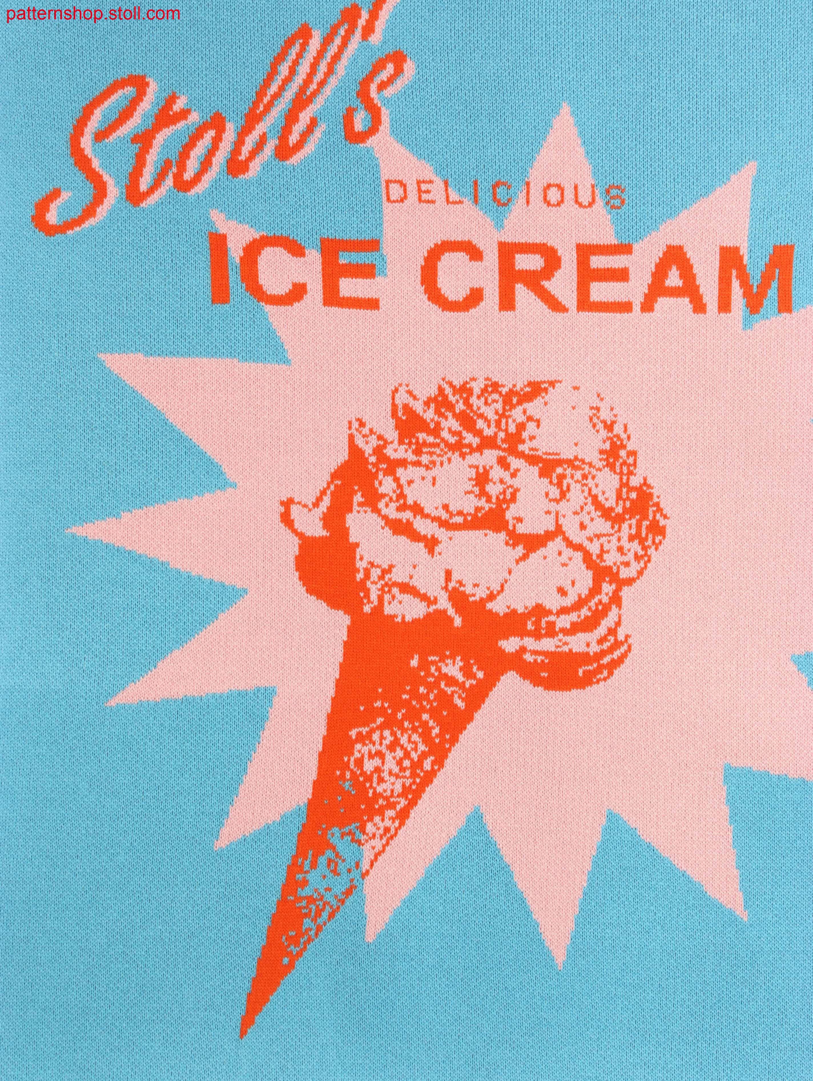 Swatch with ice cream motif / Musterabschnitt mit Eiscrememotif