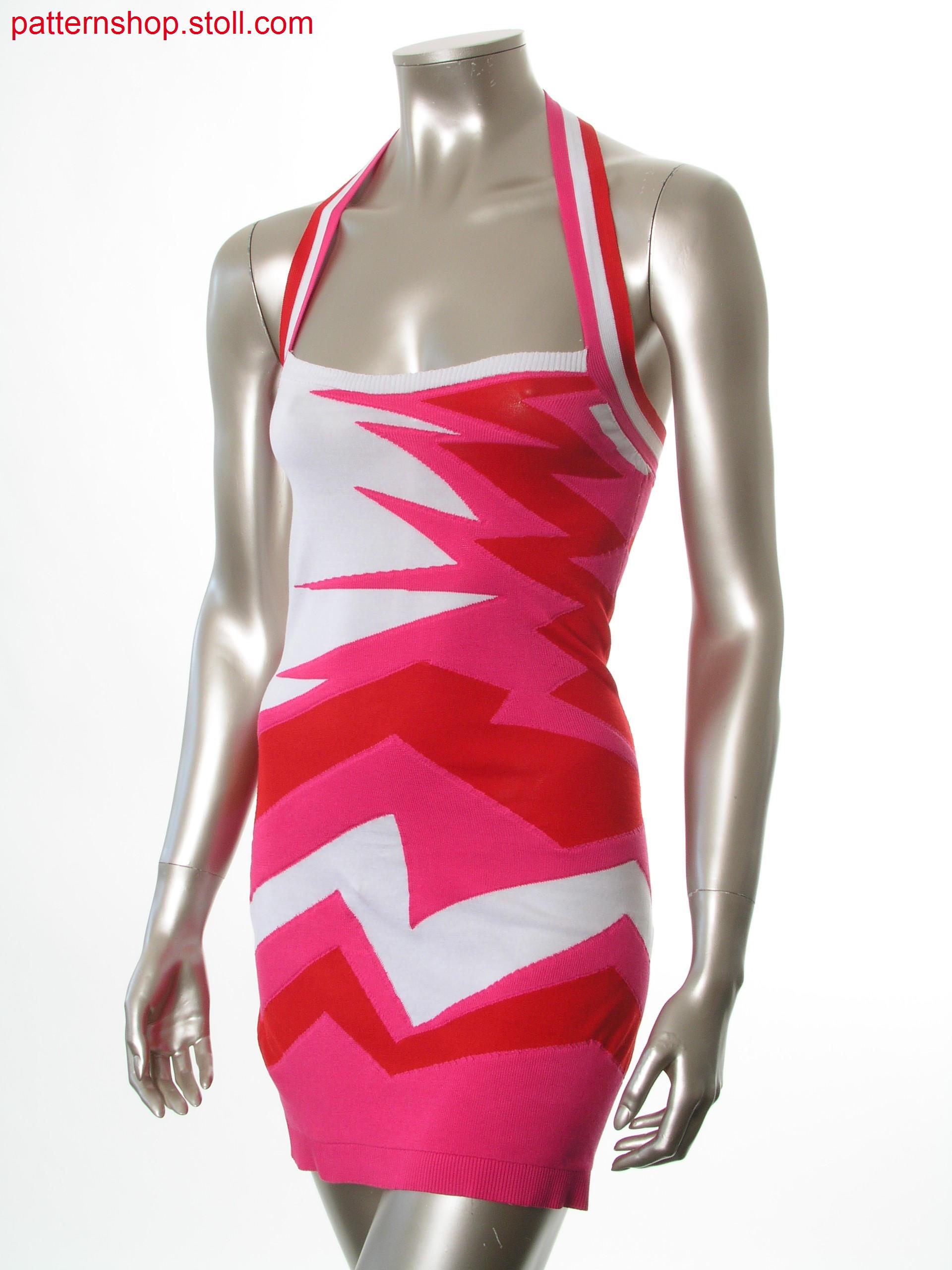 Fitted fully fashion halter-neck dress /Tailliertes Fully Fashion Neckholder-Kleid mit Intarsiamotiv