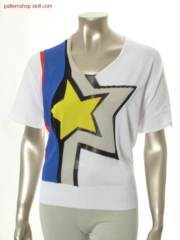 FF-short-sleeved pullover with five-pointed intarsia star / FF-Kurzarmpullover mit f