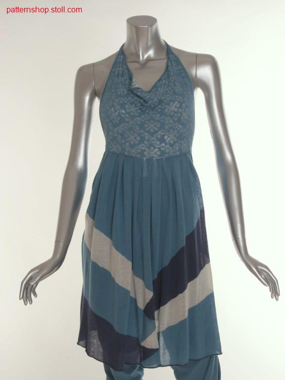 Halter-neck dress with pleats at the intarsia skirt part / Neckholder-Kleid mit Plissee-Intarsia-Rockteil