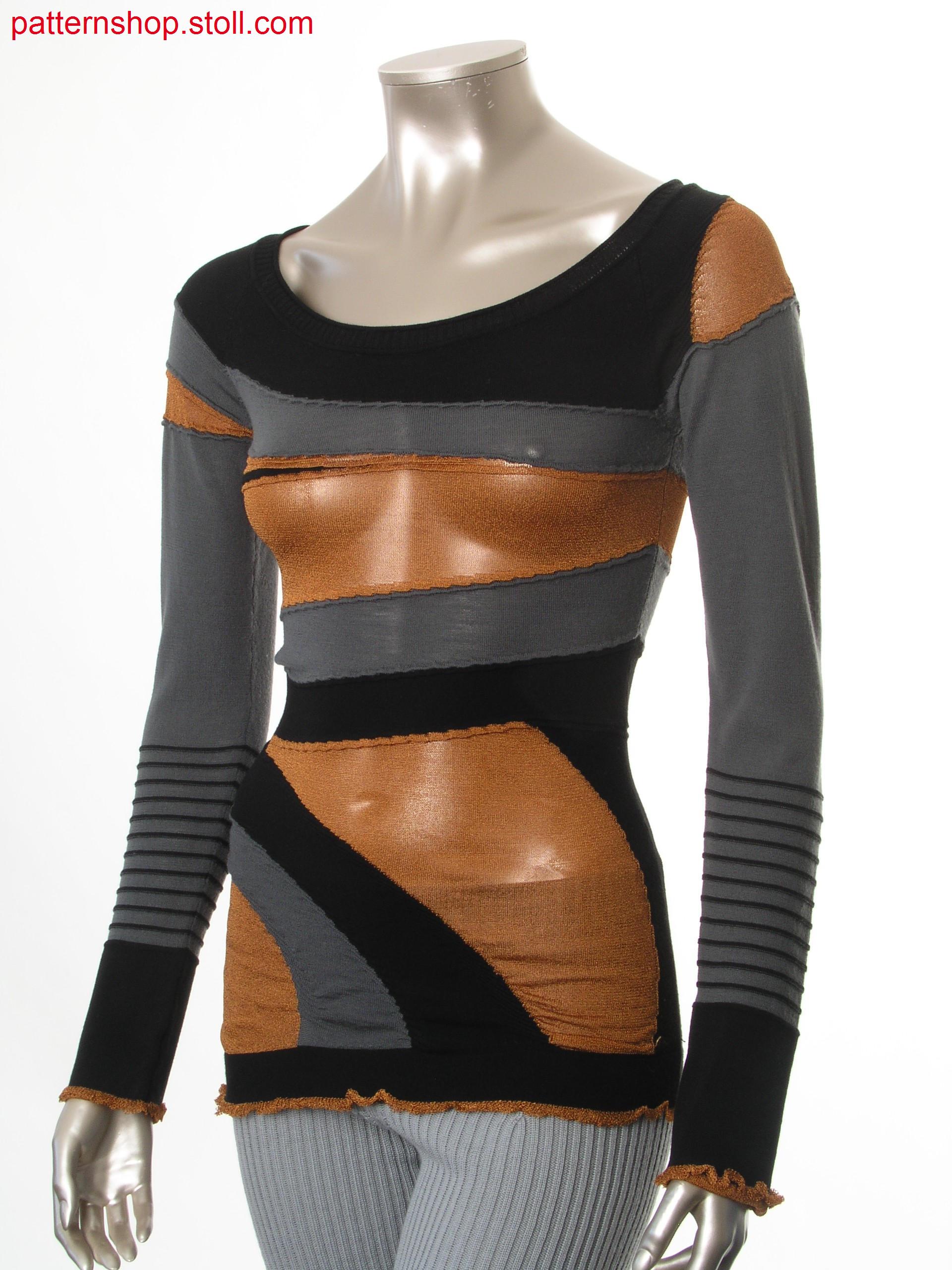 Pullover with waves, ruche cuffs and gore technique / Pullover mit Wellen, R