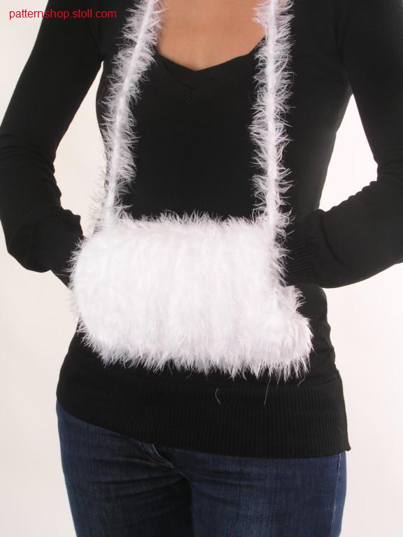 Jersey muff gathered on sides by elastic yarn / Rechts-LinksMuff mit gerafften Seiten mit Elastikgarn