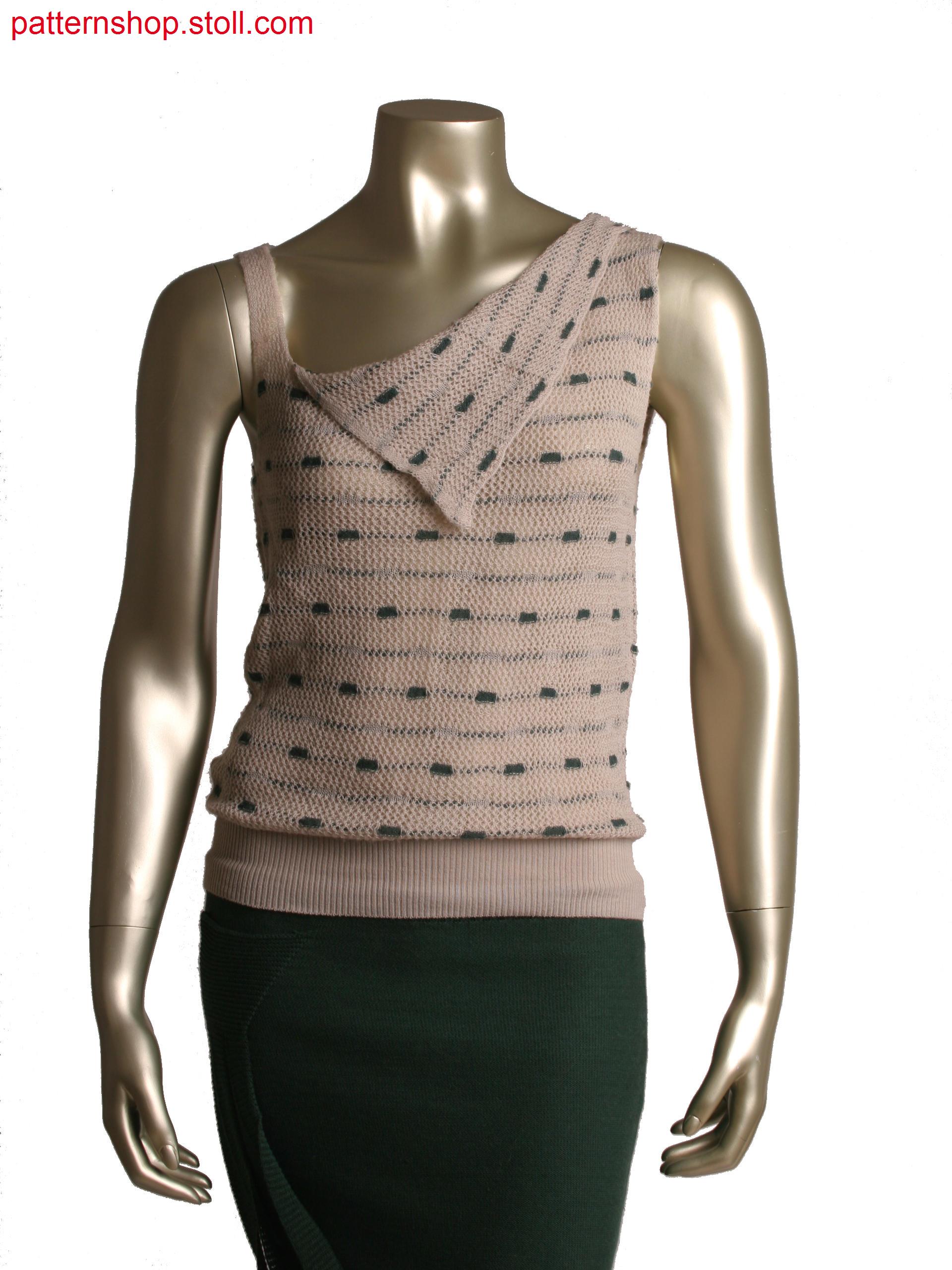 Fully Fashion asymmetric top in 2 colours,layer technology,pointelle structure