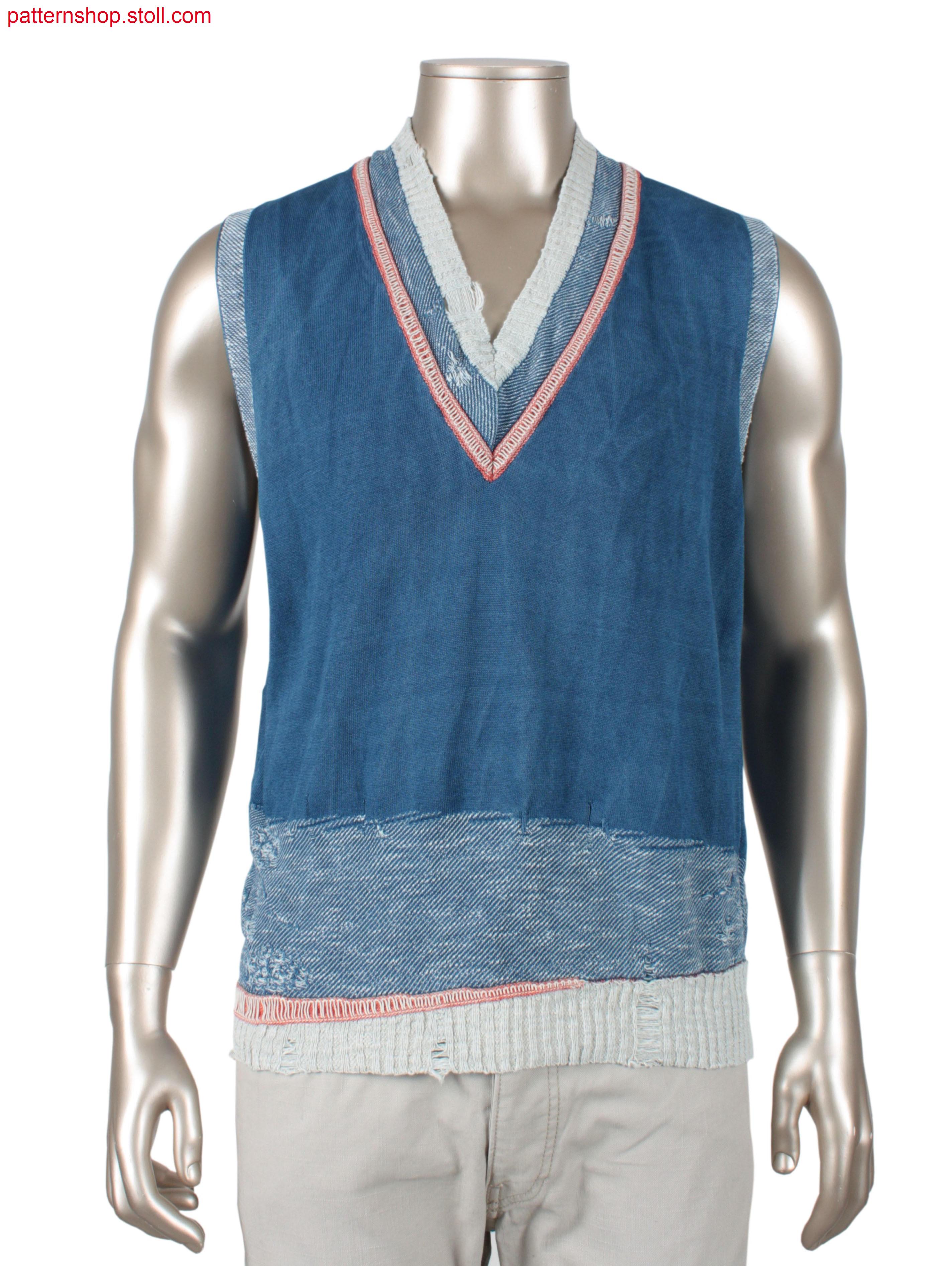 Fully Fashion jersey denim slipover / Fully Fashion Rechts-Links Jeans Pullunder