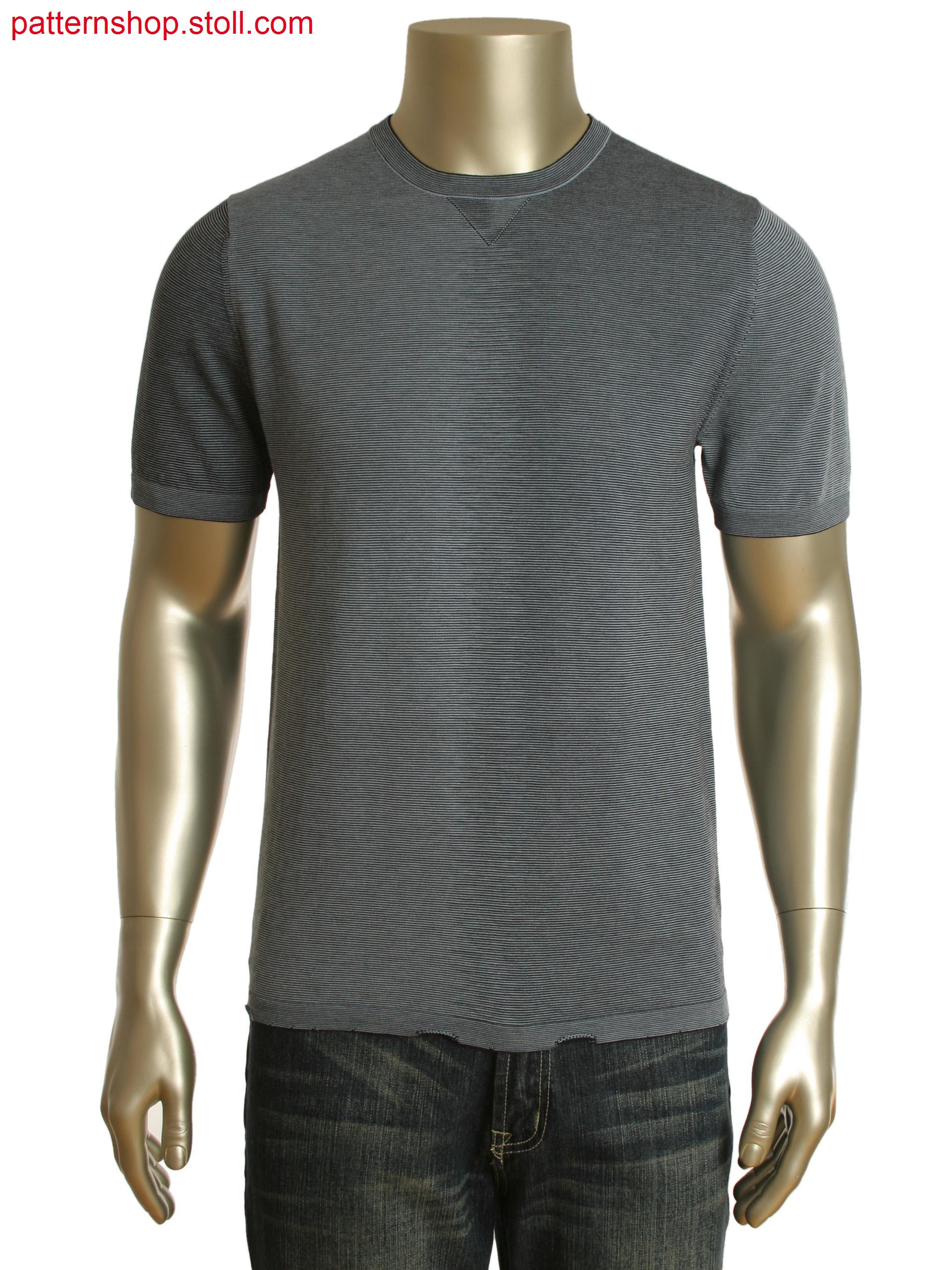 Fully Fashion pullover with 2-color stripes in contrast stitch length by power tension settings