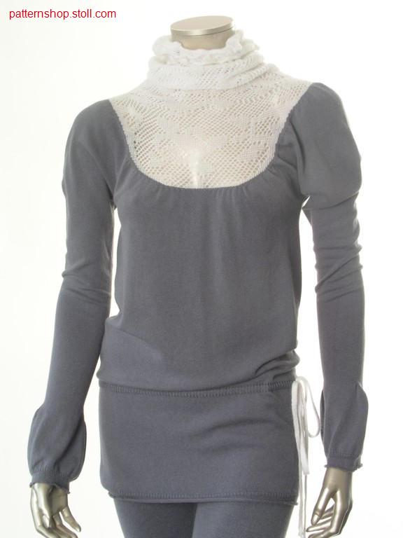Long jersey pullover with puff sleeves / Langer Rechts-LinksPullover mit Puff
