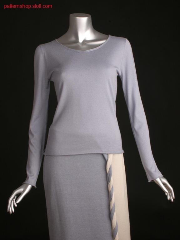 Fitted fully fashion jersey pullover with 2x2 rib / Taillierter Fully Fashion Rechts-Links Pullover mit 2x2 Rippe