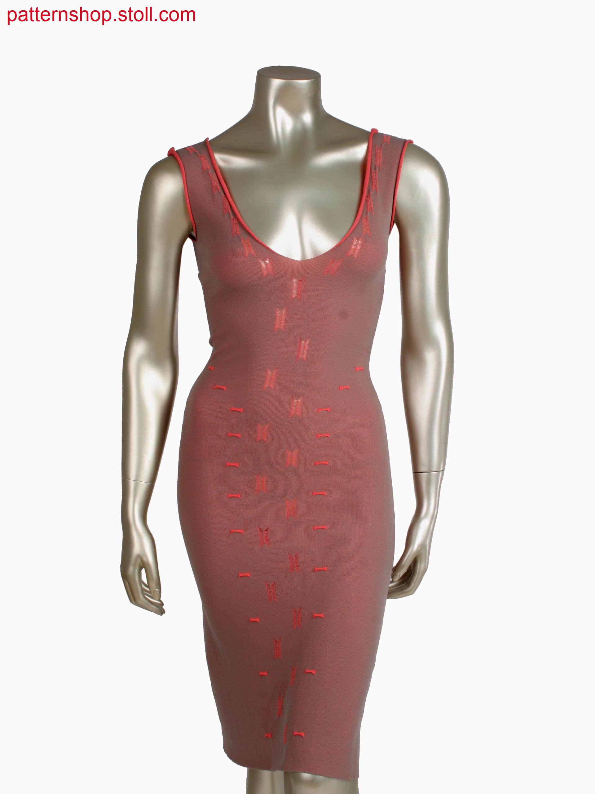 Fully Fashion dress with pointelle and 2 side double needle bed structure