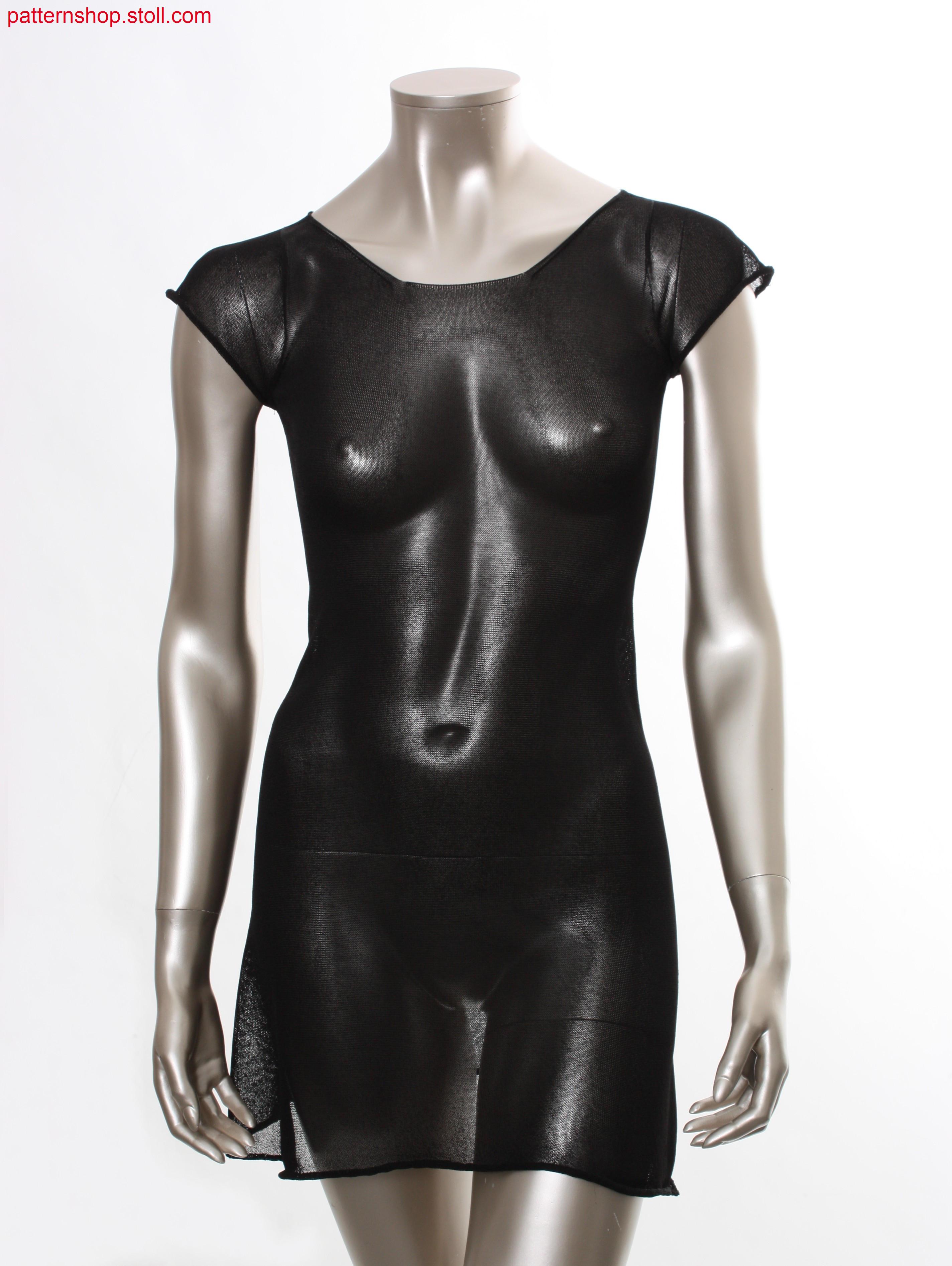 Fitted short-sleeved jersey under dress / Tailliertes Rechts-Links Kurzarm-Unterkleid