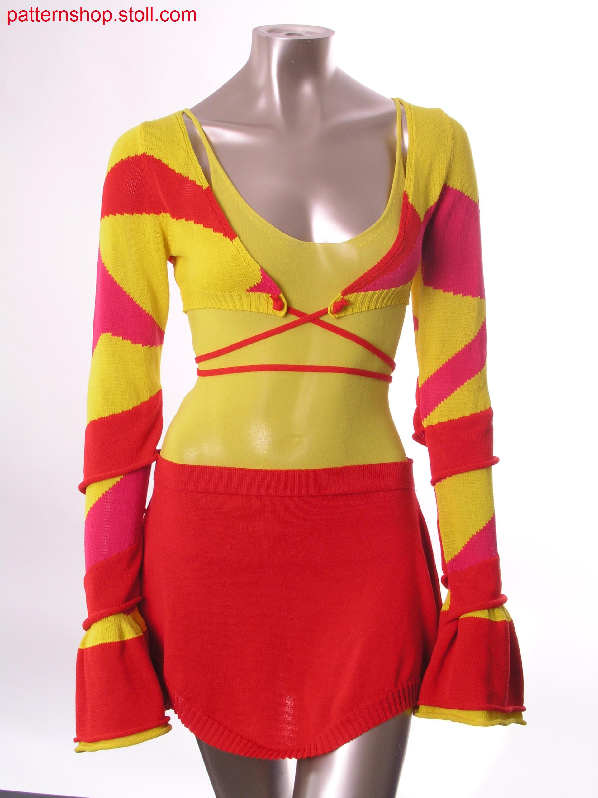 Fully fashion-intarsia bolero with trumpet sleeves / Fully Fashion-Intarsia Bolero mit Trompeten