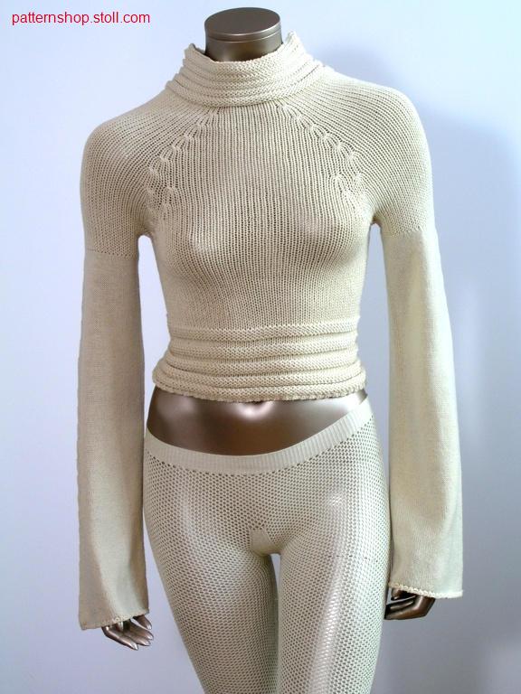 Jersey raglan pullover with bell sleeves / Rechts-Links Raglanpullover mit Trompeten