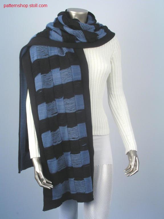 Scarf in square optic with floats and link-off / Schal in Karooptik mit Flottungen und abketteln