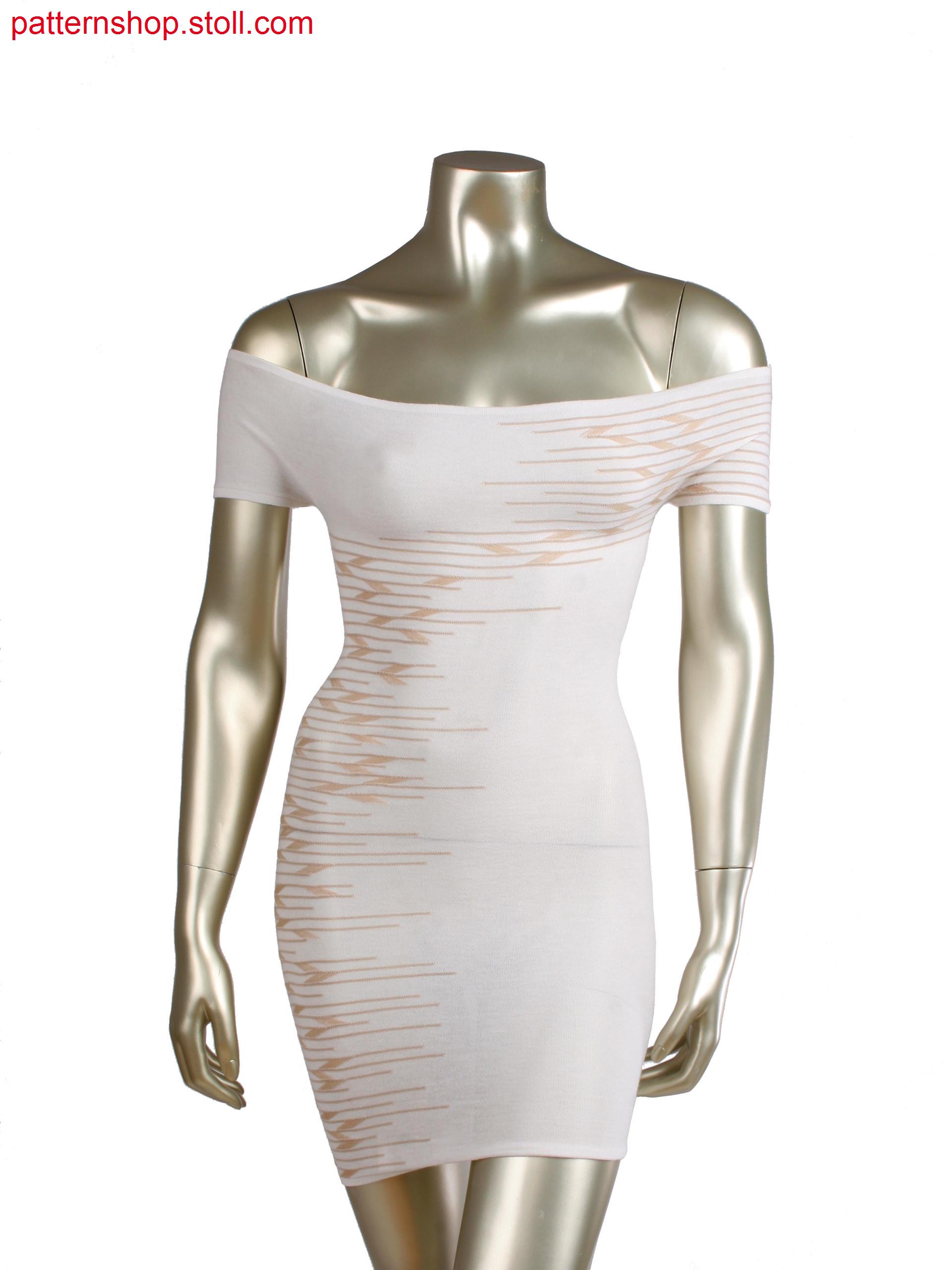 Fully Fashion dress, 2 colour intarsia stripes with extended loops