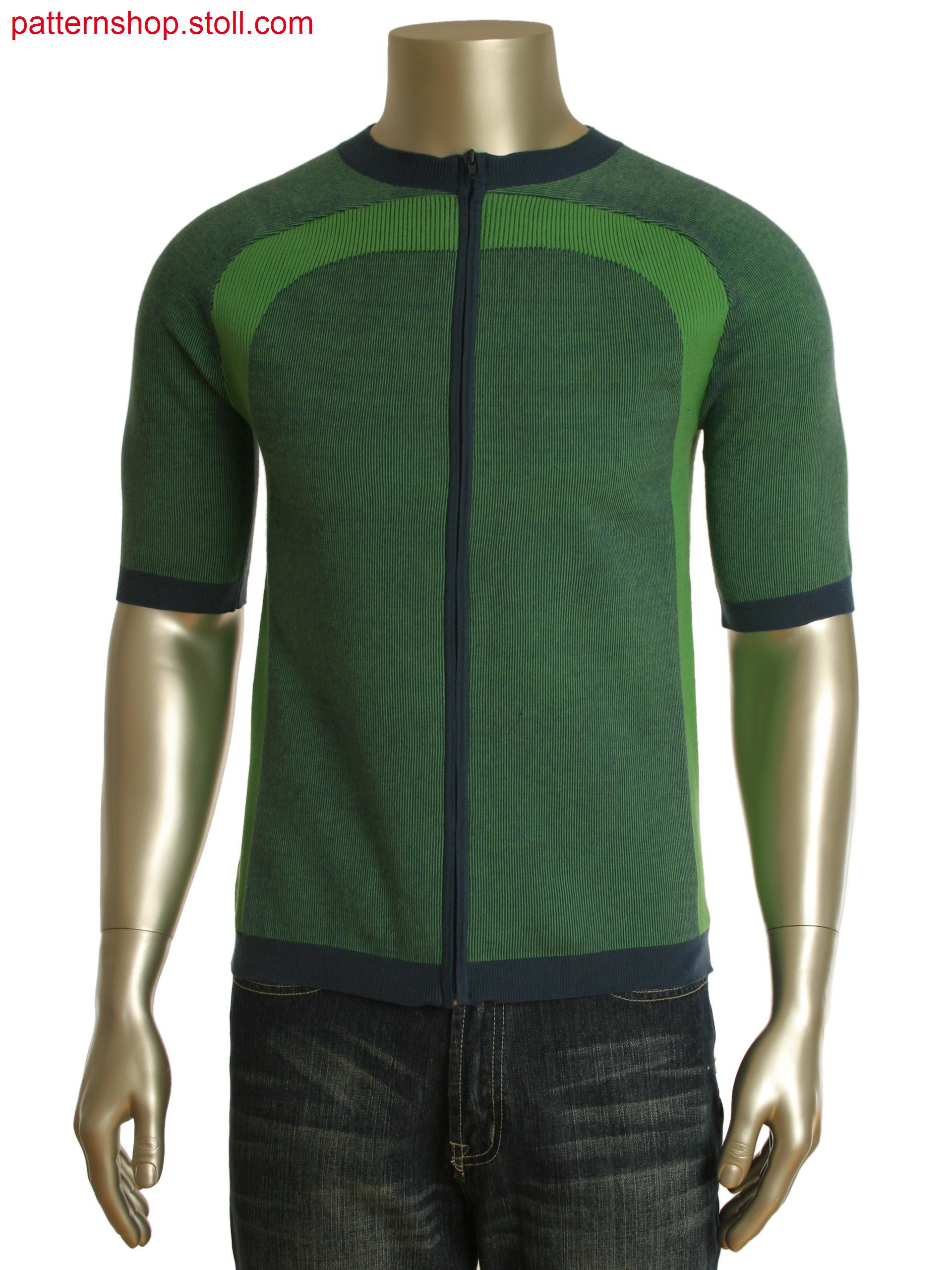 Fully Fashion short sleeve cardigan in 2-color float jacquard