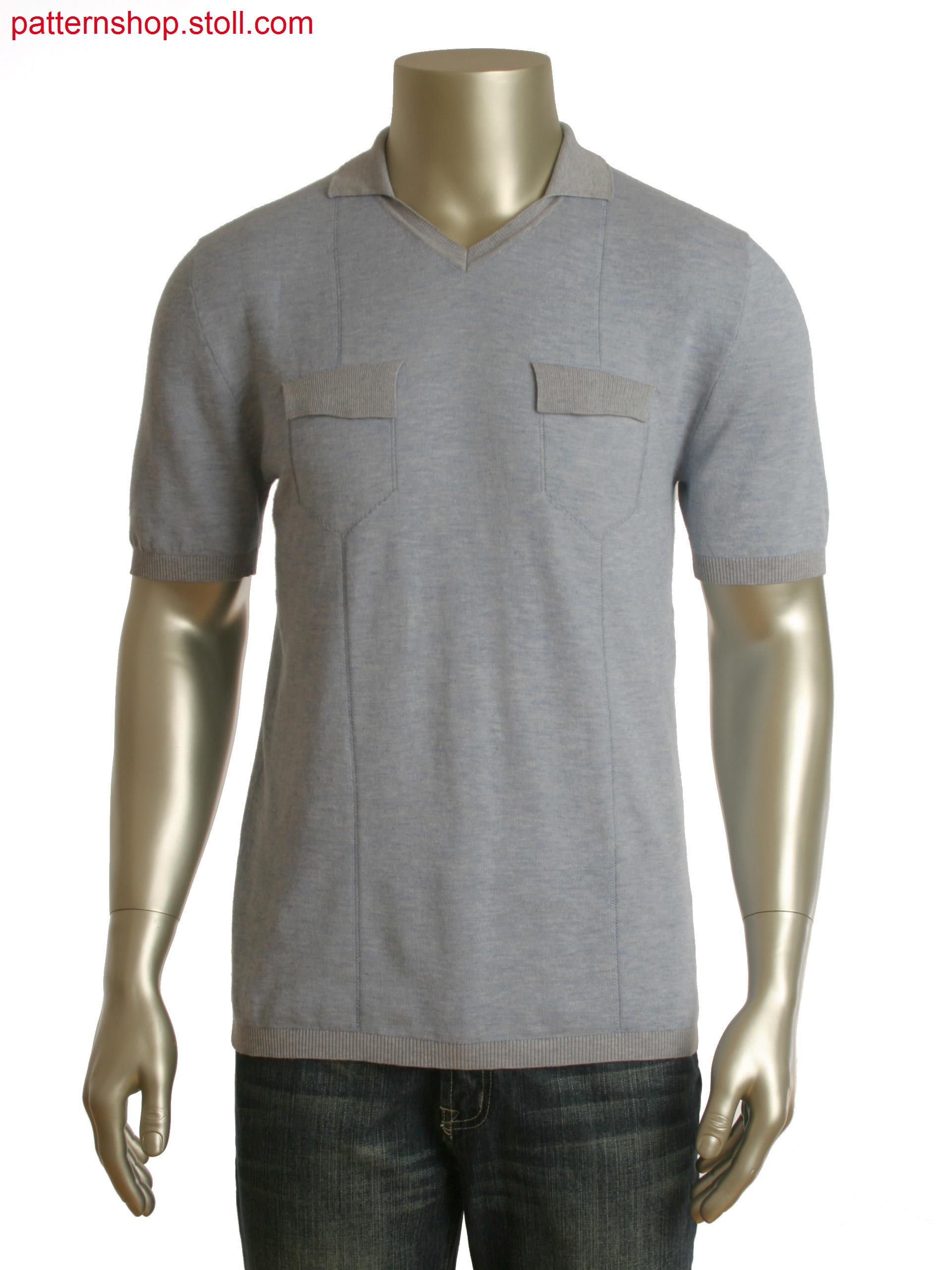 Fully Fashion structured Polo-Shirt with V-neck, pocket flaps and floats.