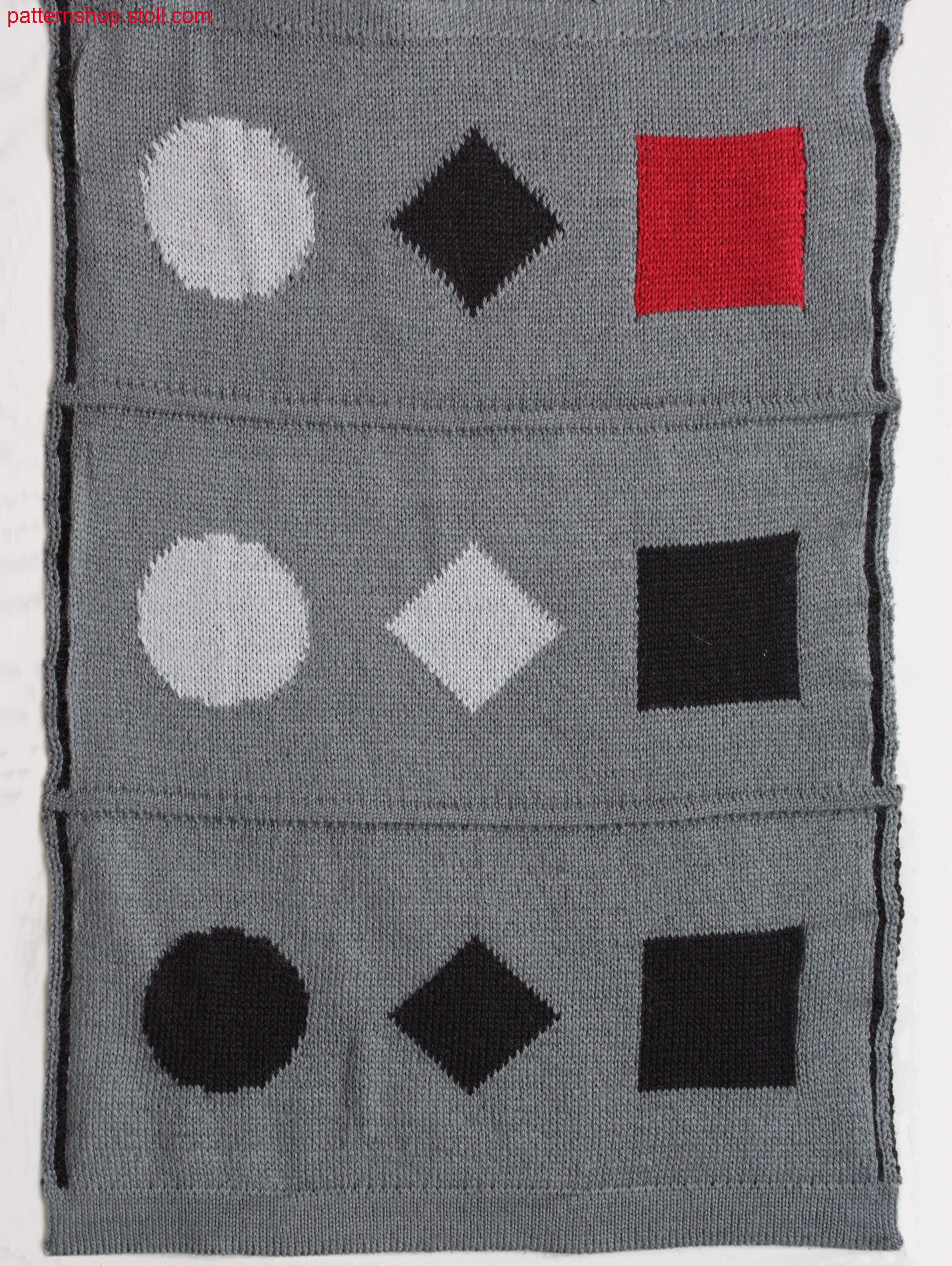 Multi-coloured jacquard fabric with 1x1 net back / Mehrfarbiges Jacquardgestrick mit 1x1 Netzr