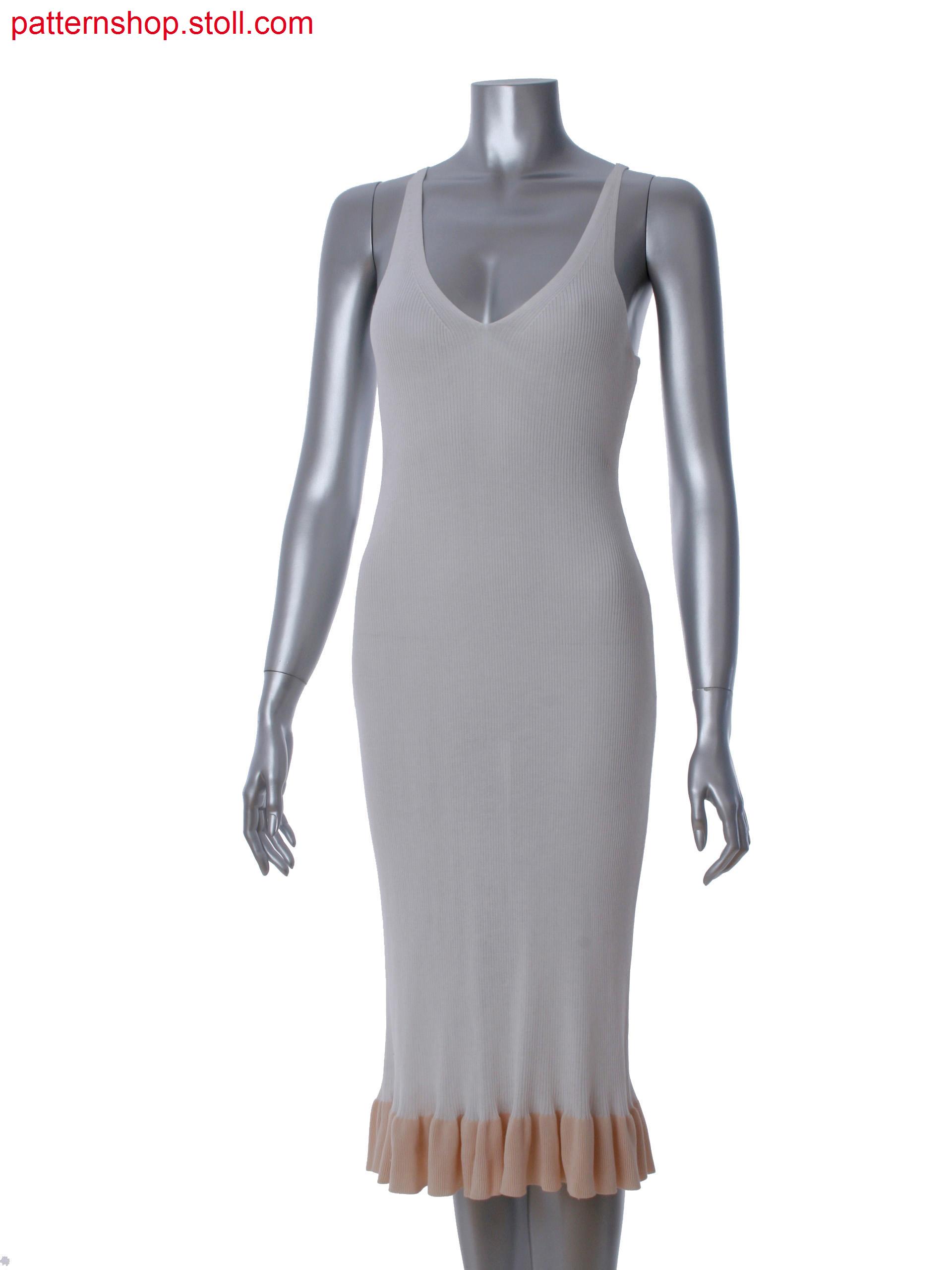 Fully Fashion V-neck dress in 2x2 rib with flounce edge