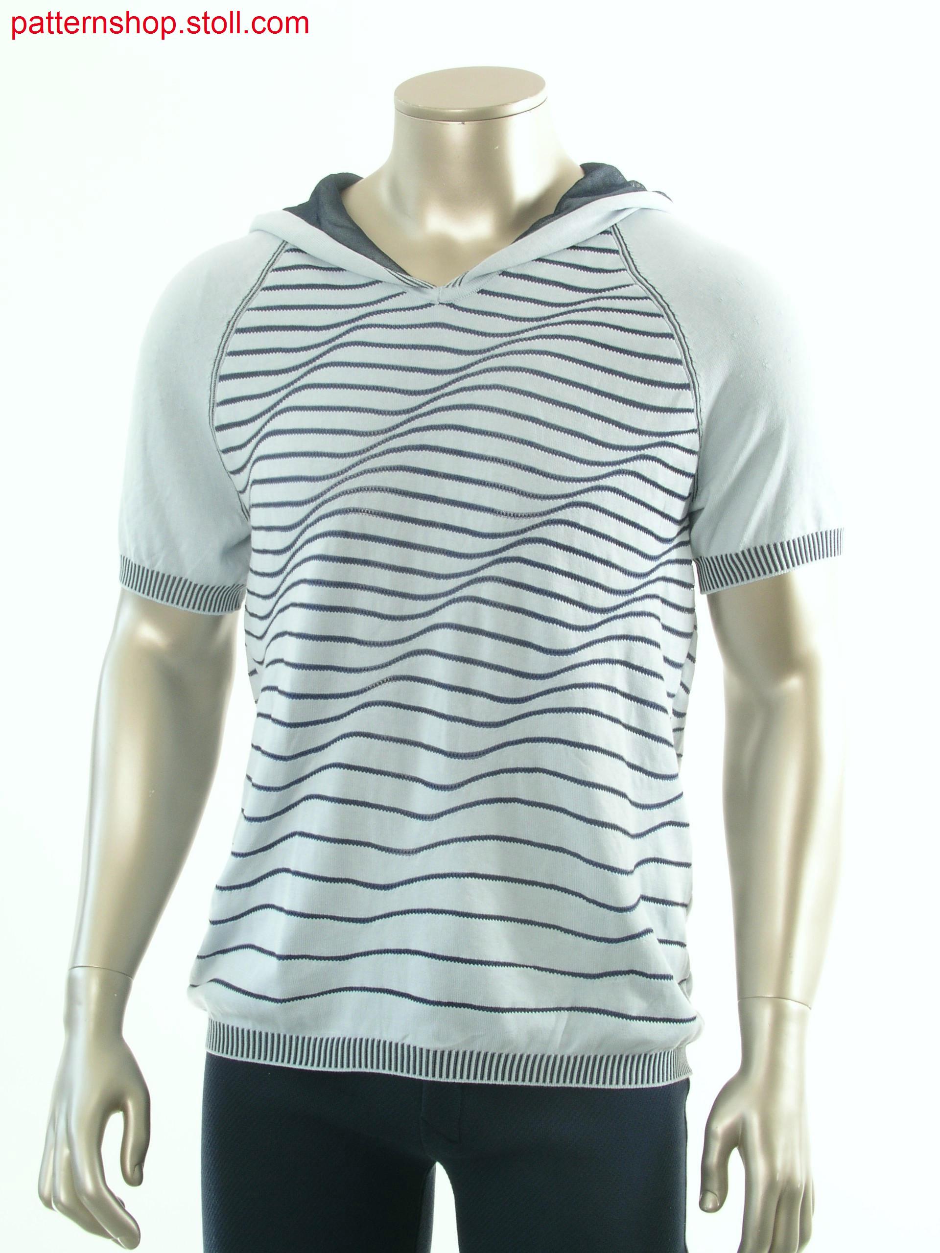 Striped Fully Fashion short-sleeved hooded pullover / Geringelter Fully Fashion Kurzarm-Kapuzenpullover
