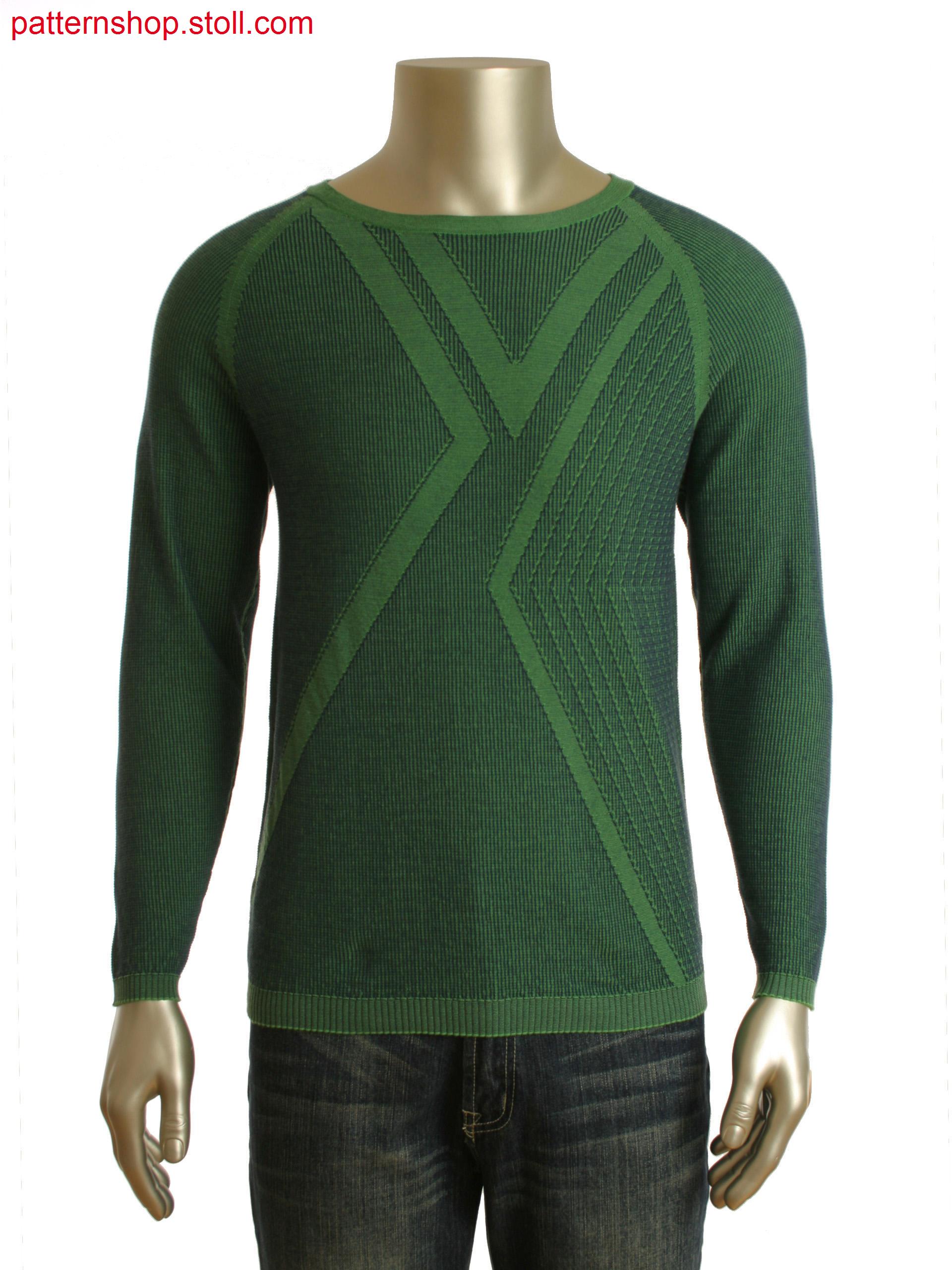 Fully Fashion 2-color striped pullover with racked loop structure