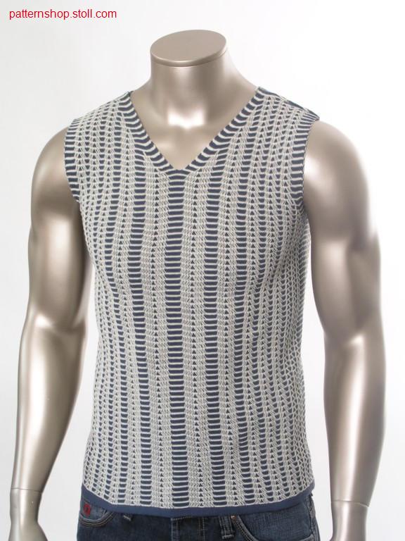 Ringed FF-purl slipover with transfer structure / Geringelter FF-Links-Links Pullunder mit Umh