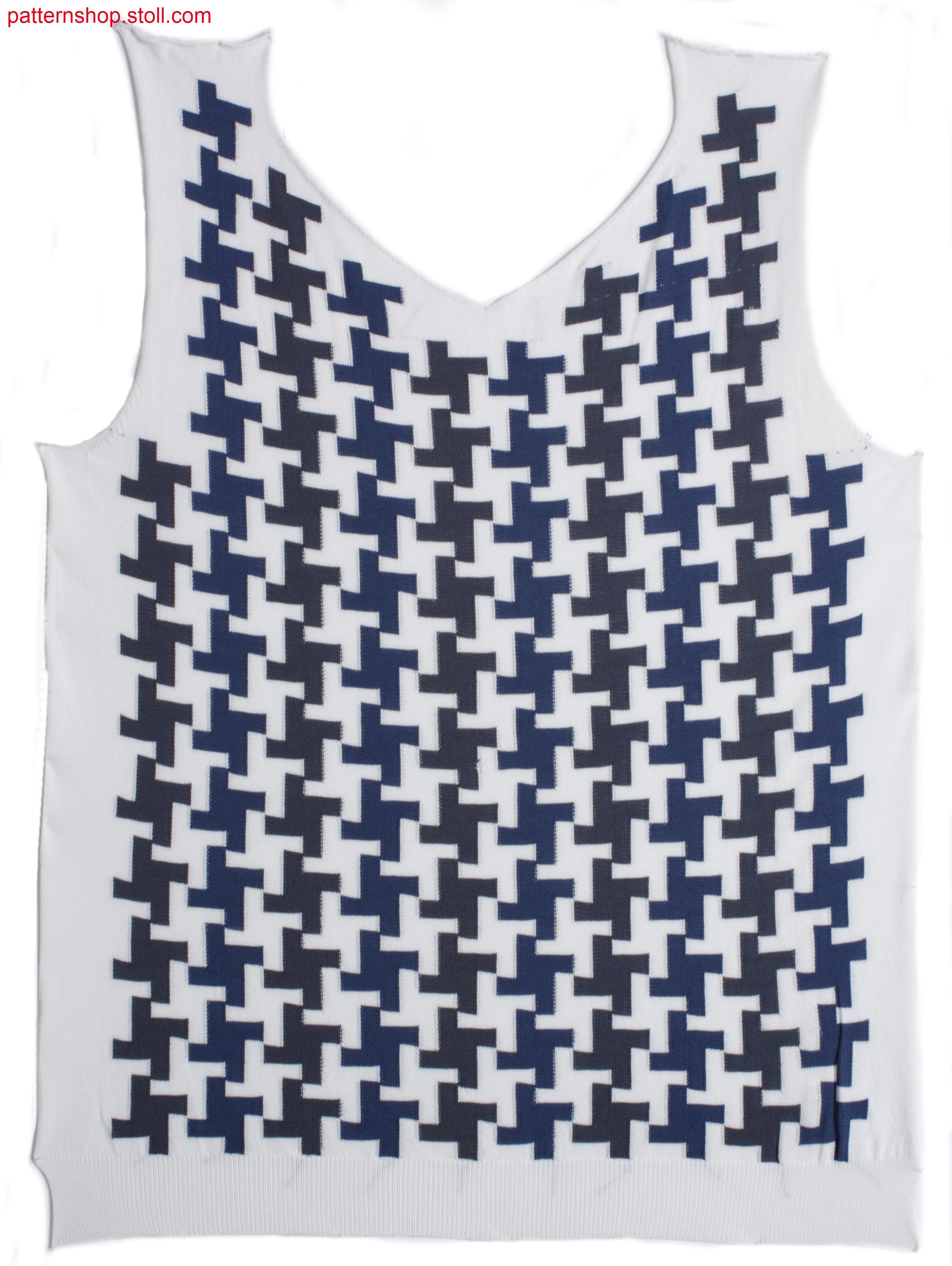 Fully Fashion-intarsia front with hound's tooth check / Fully Fashion-Intarsia Vorderteil mit Hahnentrittmuster
