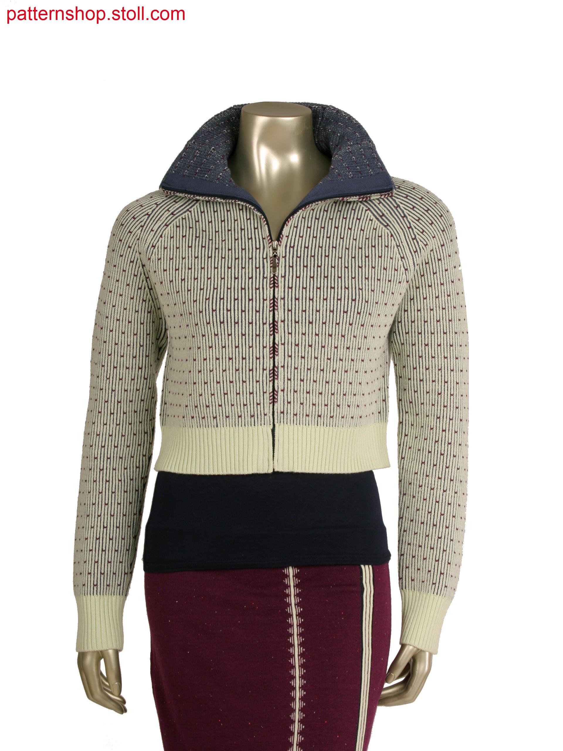 Stoll-multi gauges&reg, Fully Fashion jacket in 1x1 technique, 3 colour half cardigan structure in 10gg optic