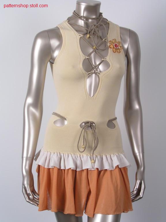 Fitted jersey dress with pleated skirt part / Tailliertes Recht-Links Kleid mit Faltenrockteil