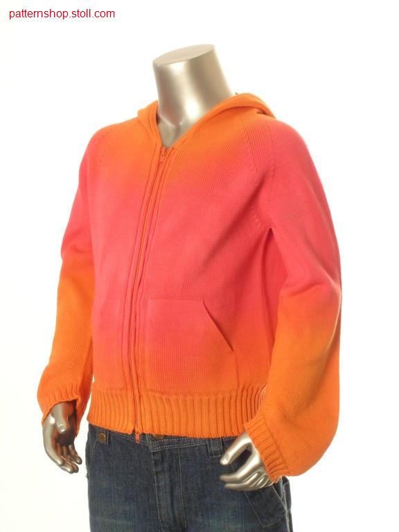 Jersey cildren's hooded raglan cardiagan / Rechts-Links Kinder Kapuzenraglanstrickjacke