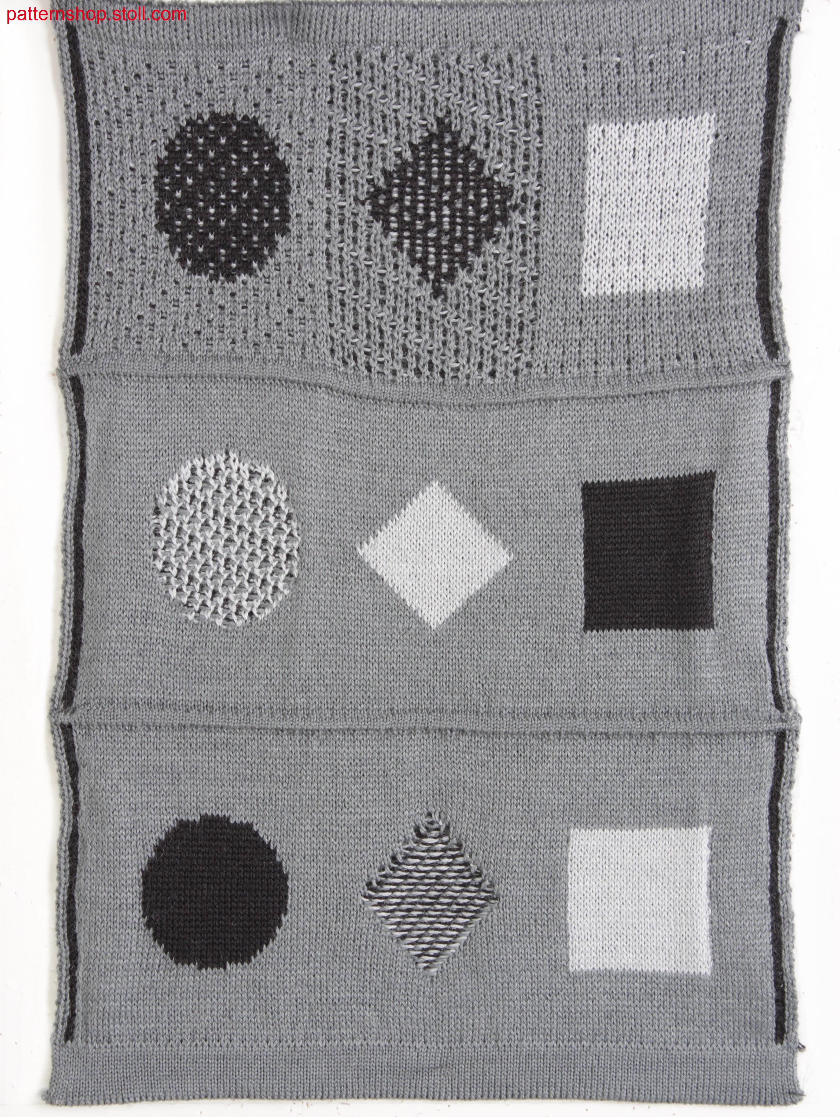 Multi-coloured relief jacquard with net back / Mehrfarbiger Reliefjacquard mit Netzr