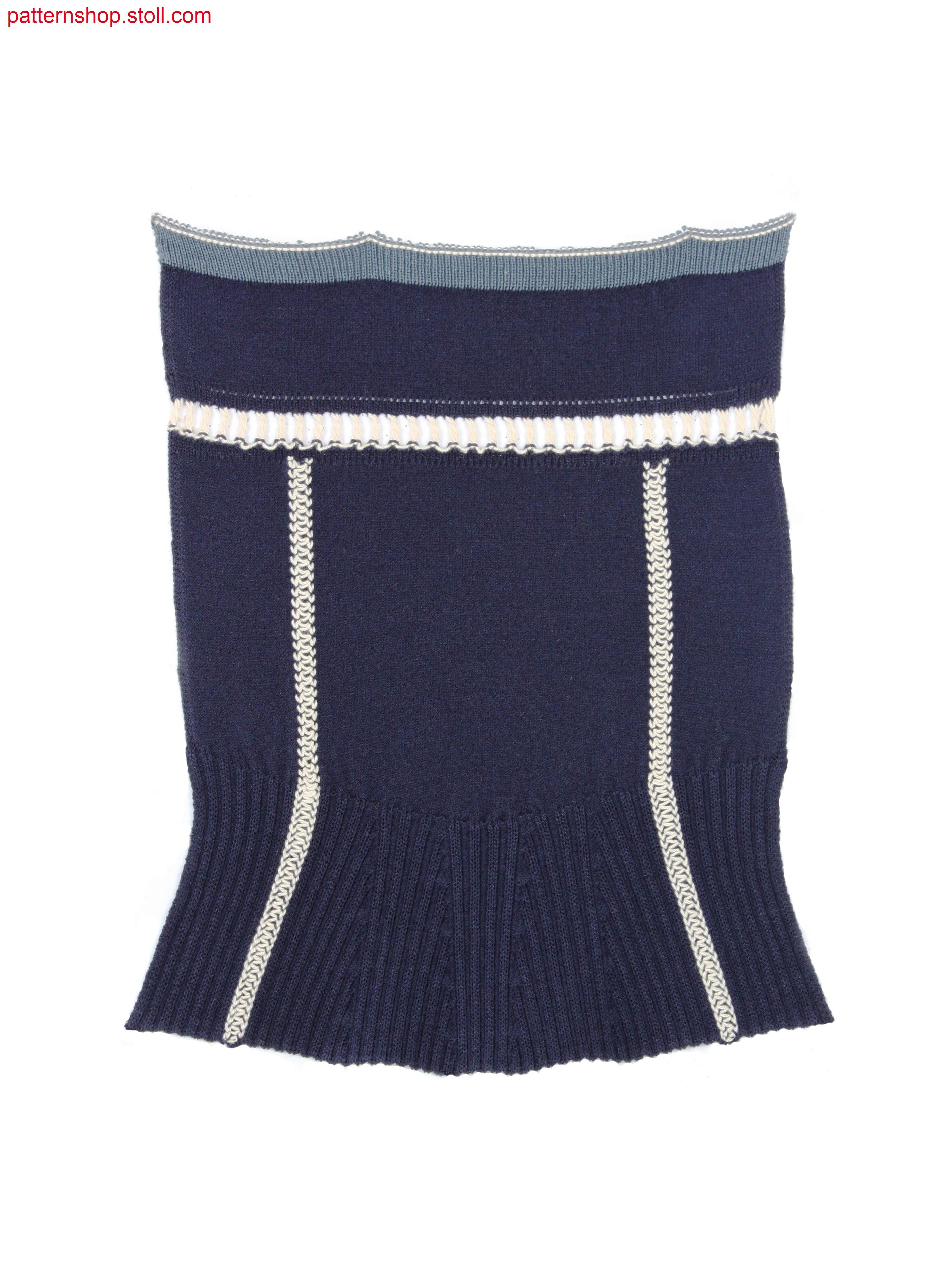 Swatch with 2x2 rib half-tubular structure / Musterausschnitt mit 2x2 Ripp-Halbschlauch Struktur