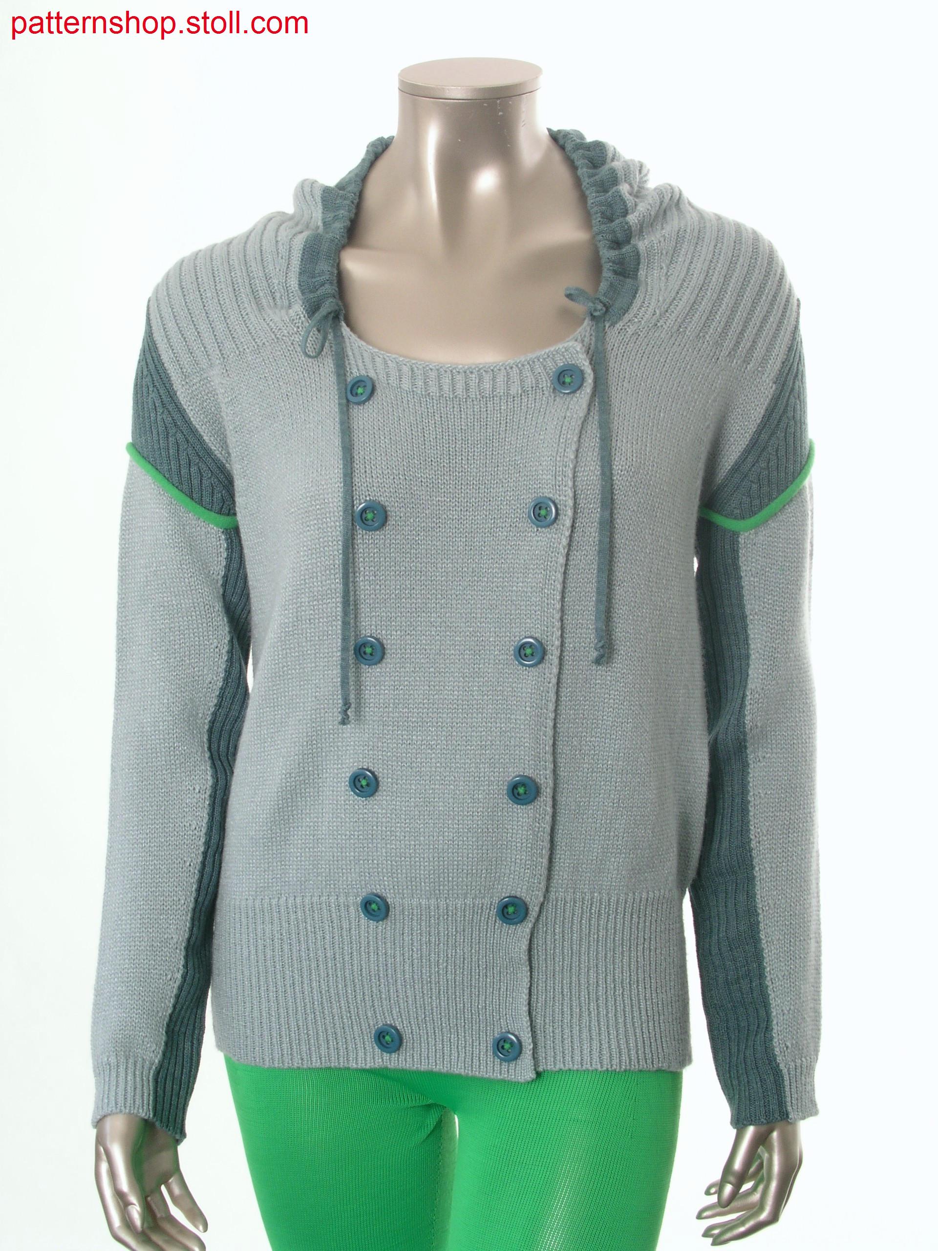 Fully Fashion hooded cardigan in caban-style / Fully Fashion Kapuzen-Strickjacke im Caban-Stil