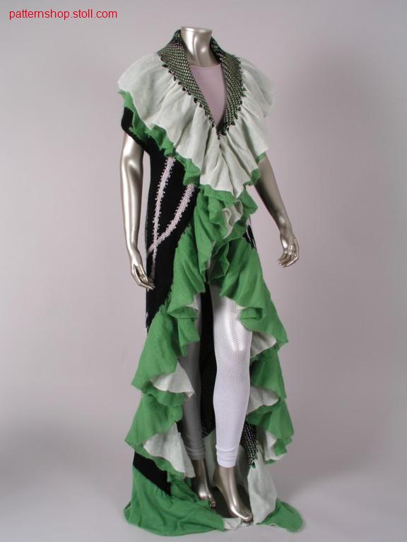 Jacquard scarf with knitted on valance / Jacquard Schal mit angestricktem Volant