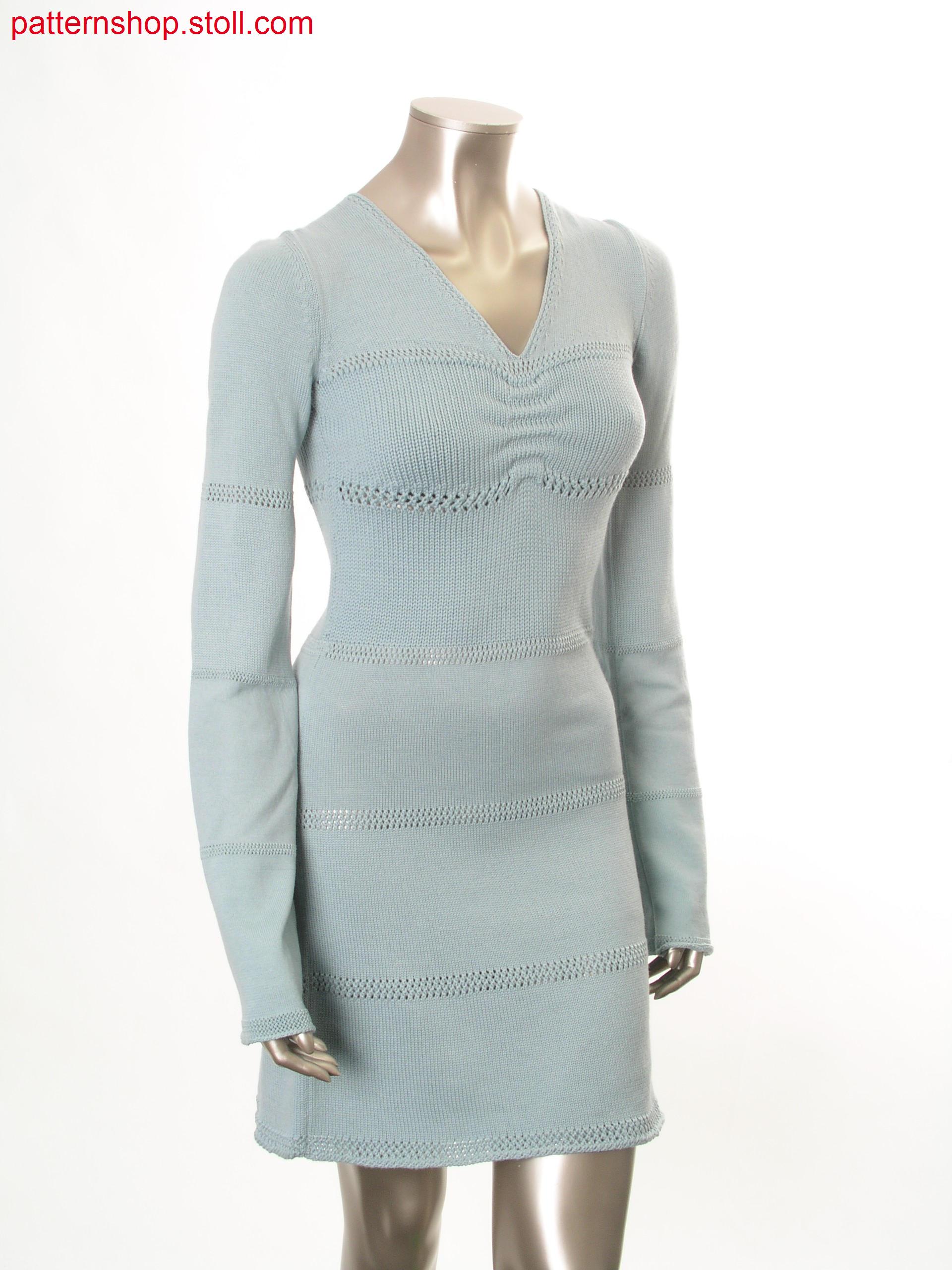 Fully Fashion jersey dress with stripes in pointelle structure / Fully Fashion Rechts-Links Kleid mit Petinetringeln