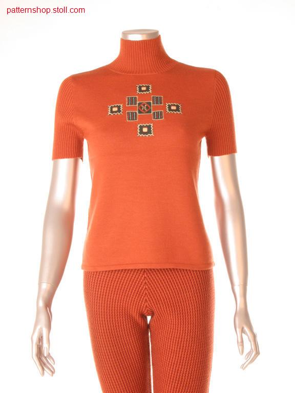 Fitted Fully Fashion short-sleeved jersey pullover / Taillierter Fully Fashion Rechts-Links Kurzarmpullover