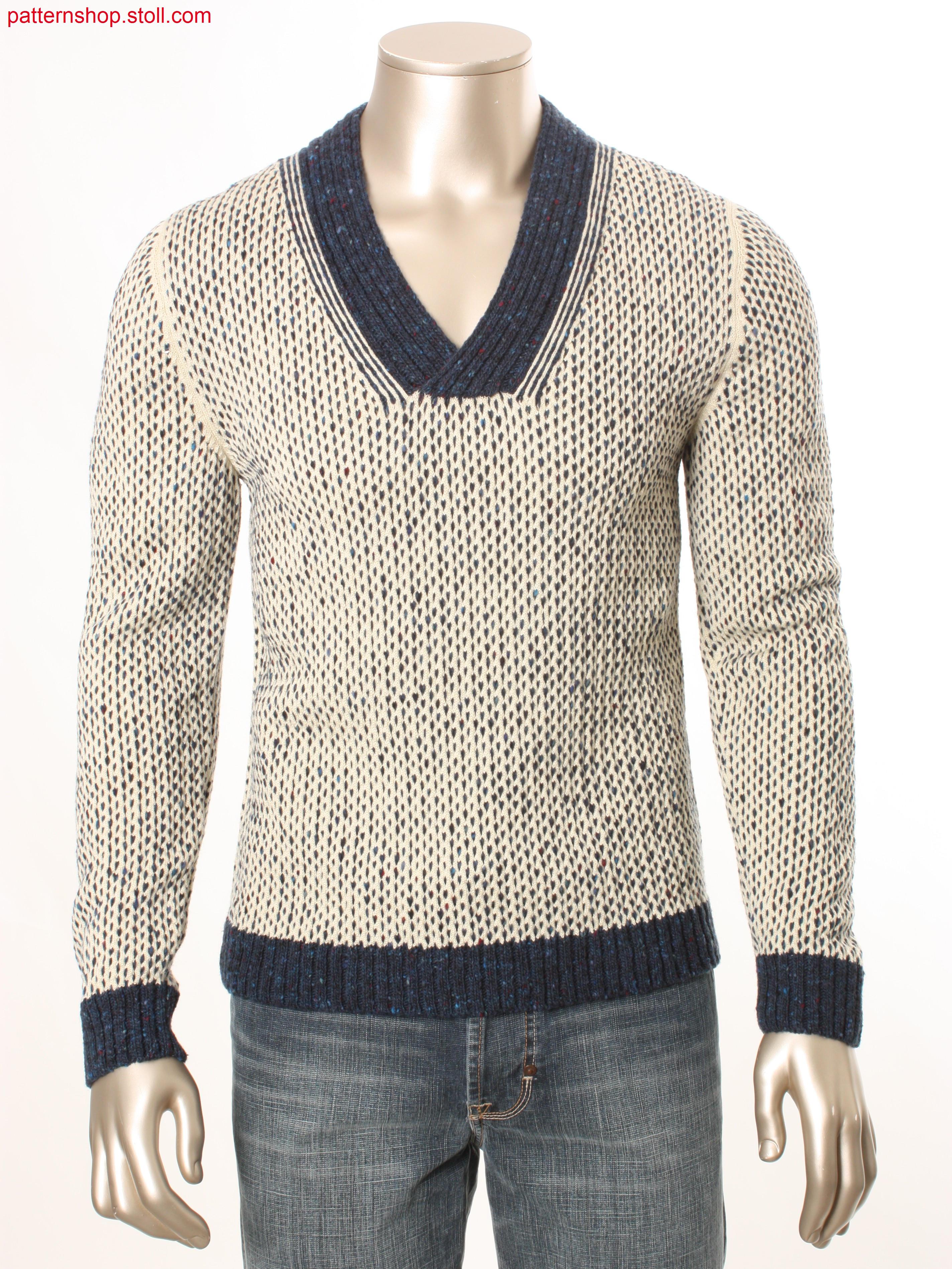 Fully Fashion pullover in 2-colour pointelle structure / Fully Fashion Pullover in 2-farbiger Petinetstruktur