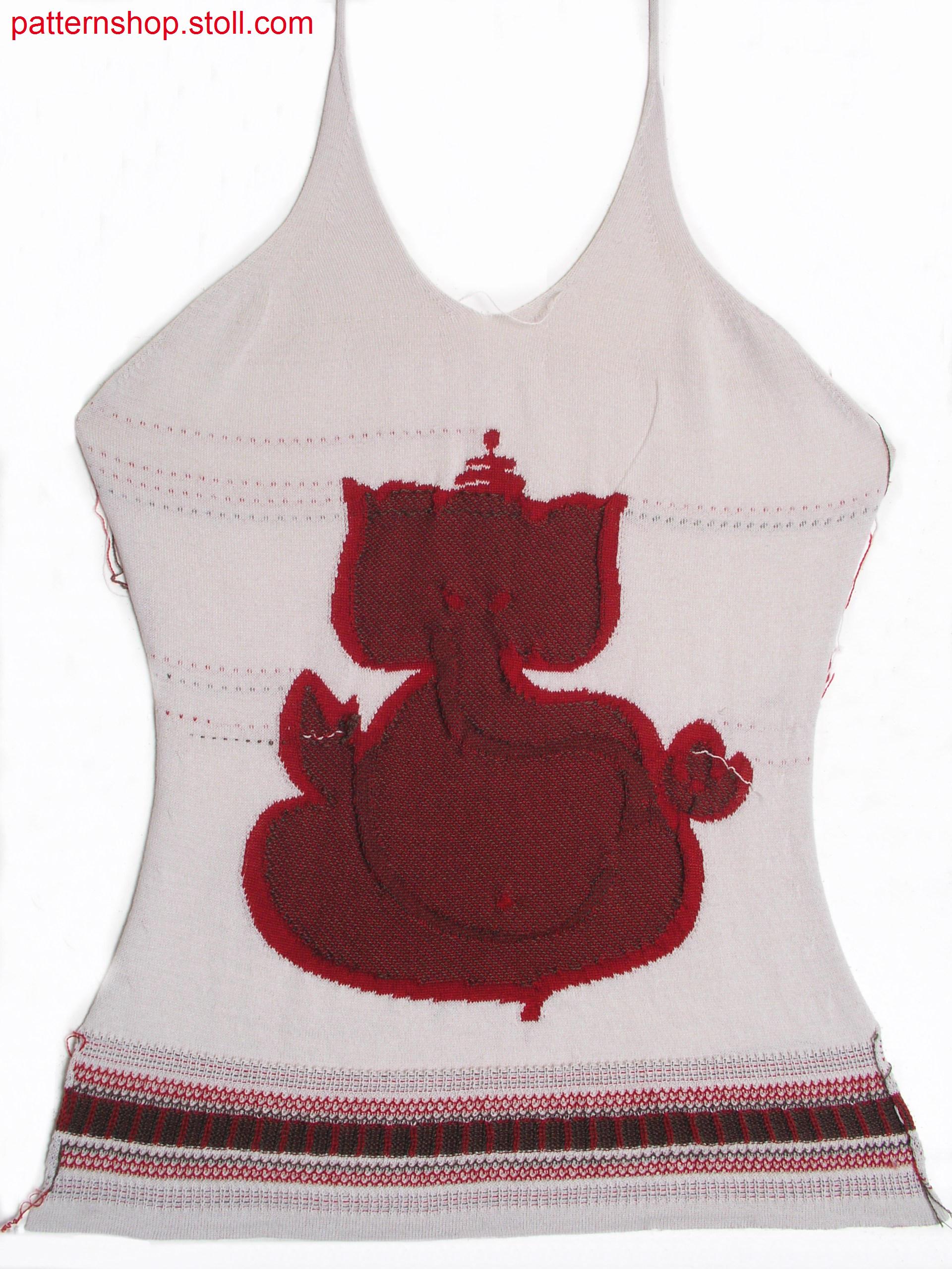 Fitted Fully Fashion Intarsia halter-neck front / Tailliertes Fully Fashion Intarsia Vorderteil mit Nackentr