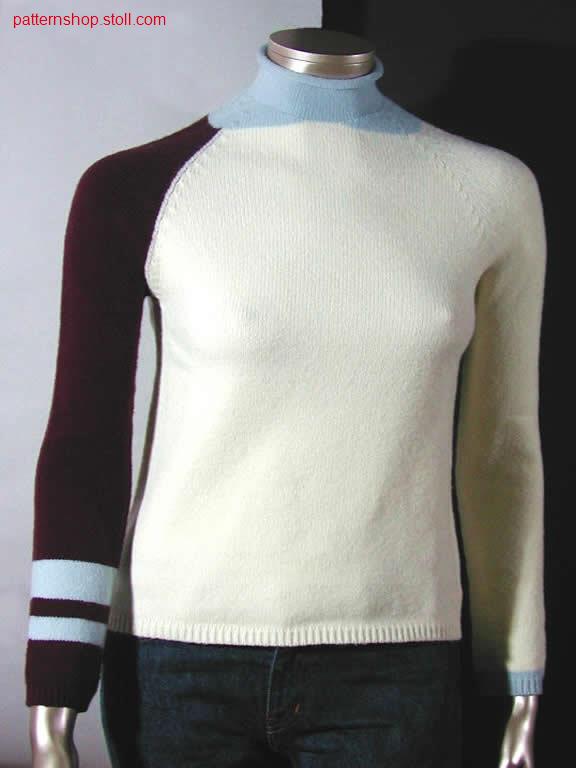 Three colour pullover with raglan shoulder / Dreifarbiger Pullover mit Raglanschulter