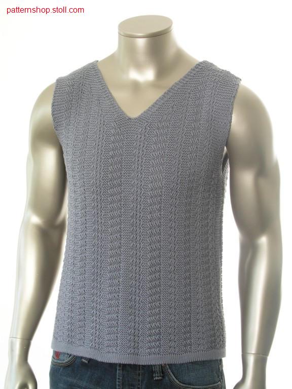 FF-purl slipover in 1x1 technique with transfer structure / FF-Links-Links Pullunder in 1x1 Technik mit Umh