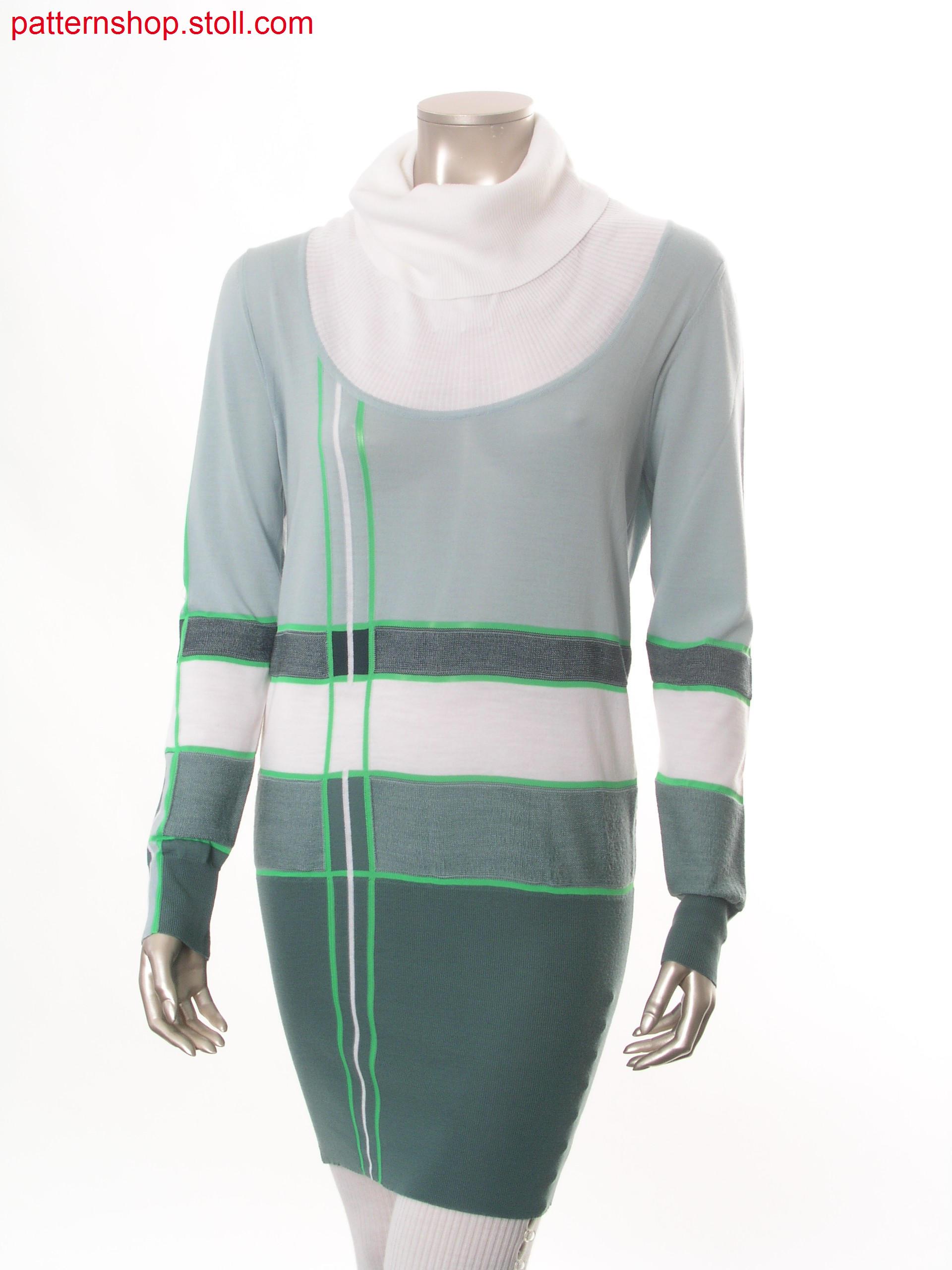 Striped Fully Fashion-intarsia long-pullover / Langer, gestreifter Fully Fashion-Intarsia Pullover