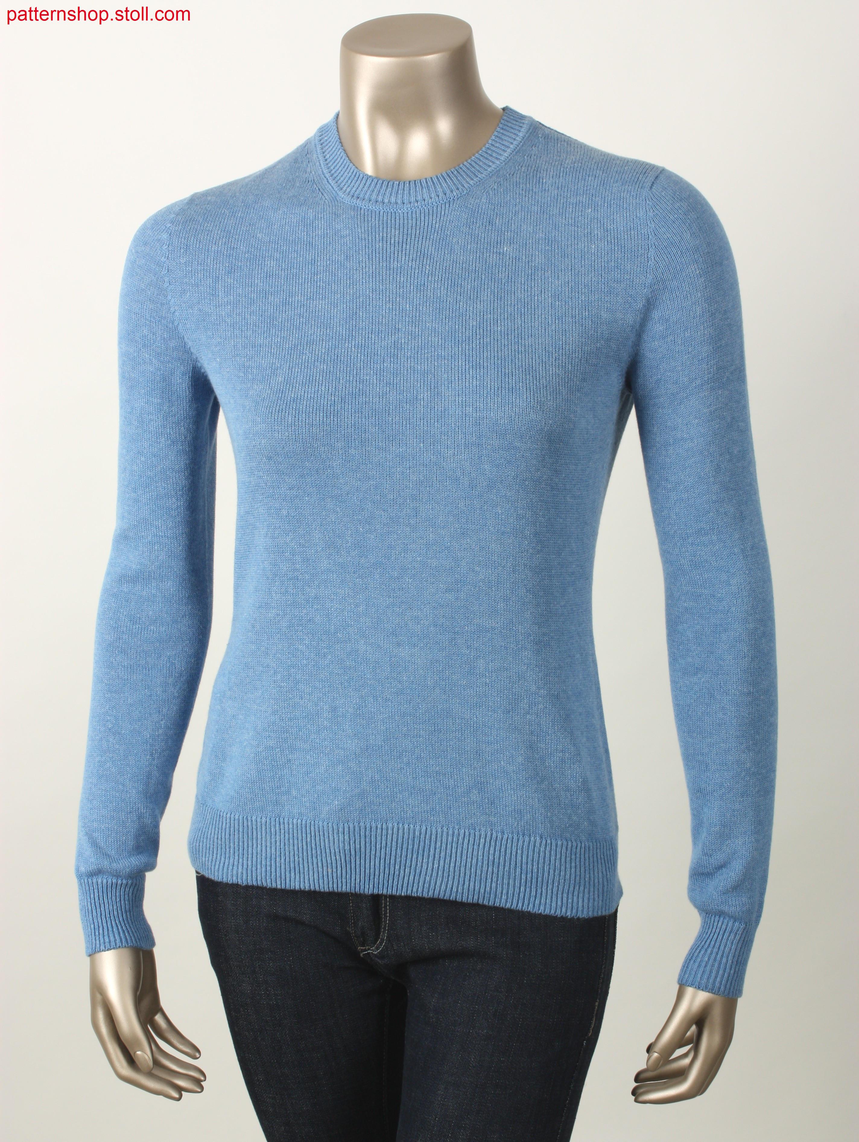Fitted jersey pullover with French shoulder / TaillierterRechts-Links Pullover mit franz