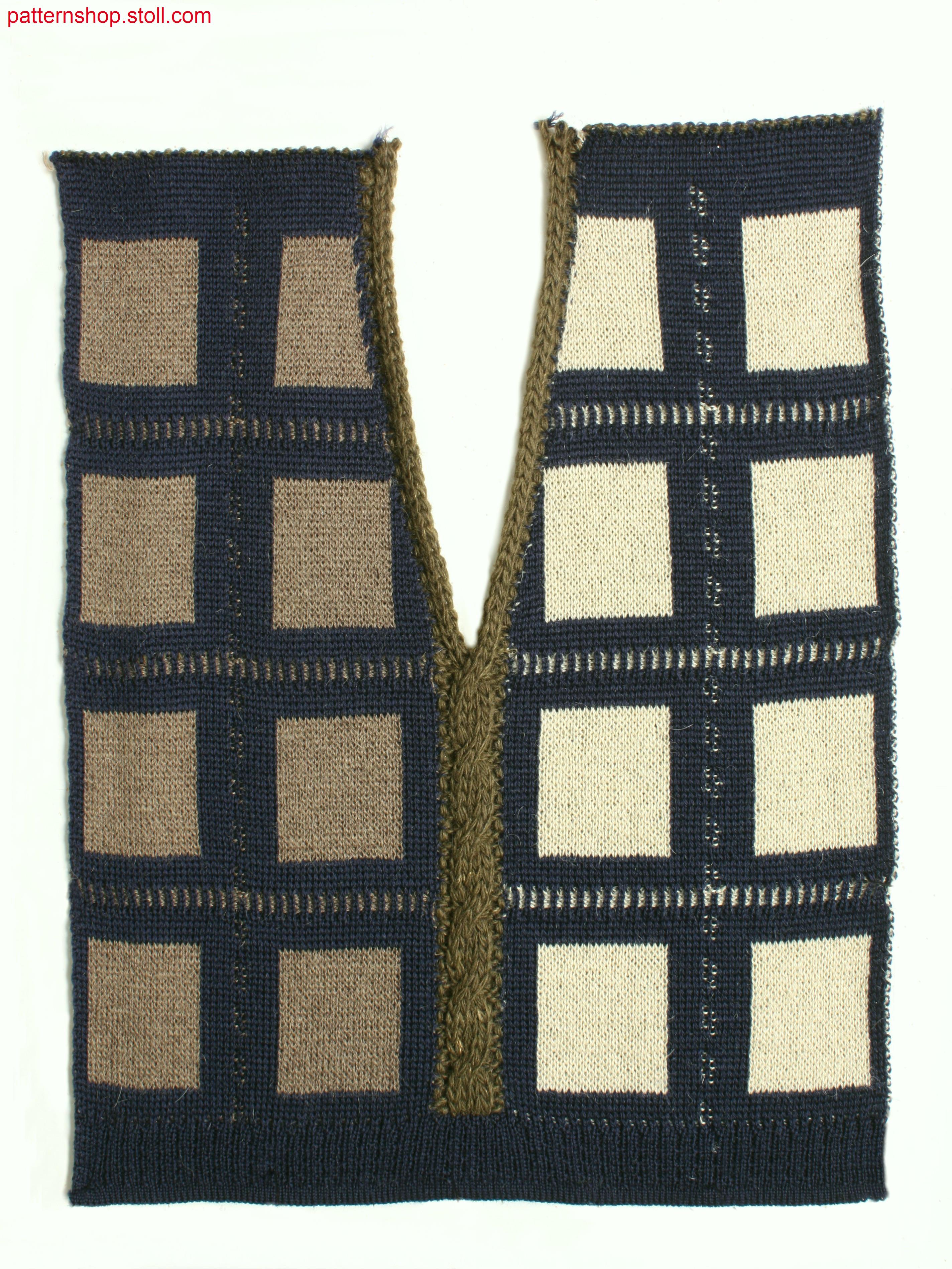 Intarsia swatch with 2-colour jacquard and 2x2 cables / Intarsia Musterausschnitt mit 2-farbigem Jacquard und 2x2 Z