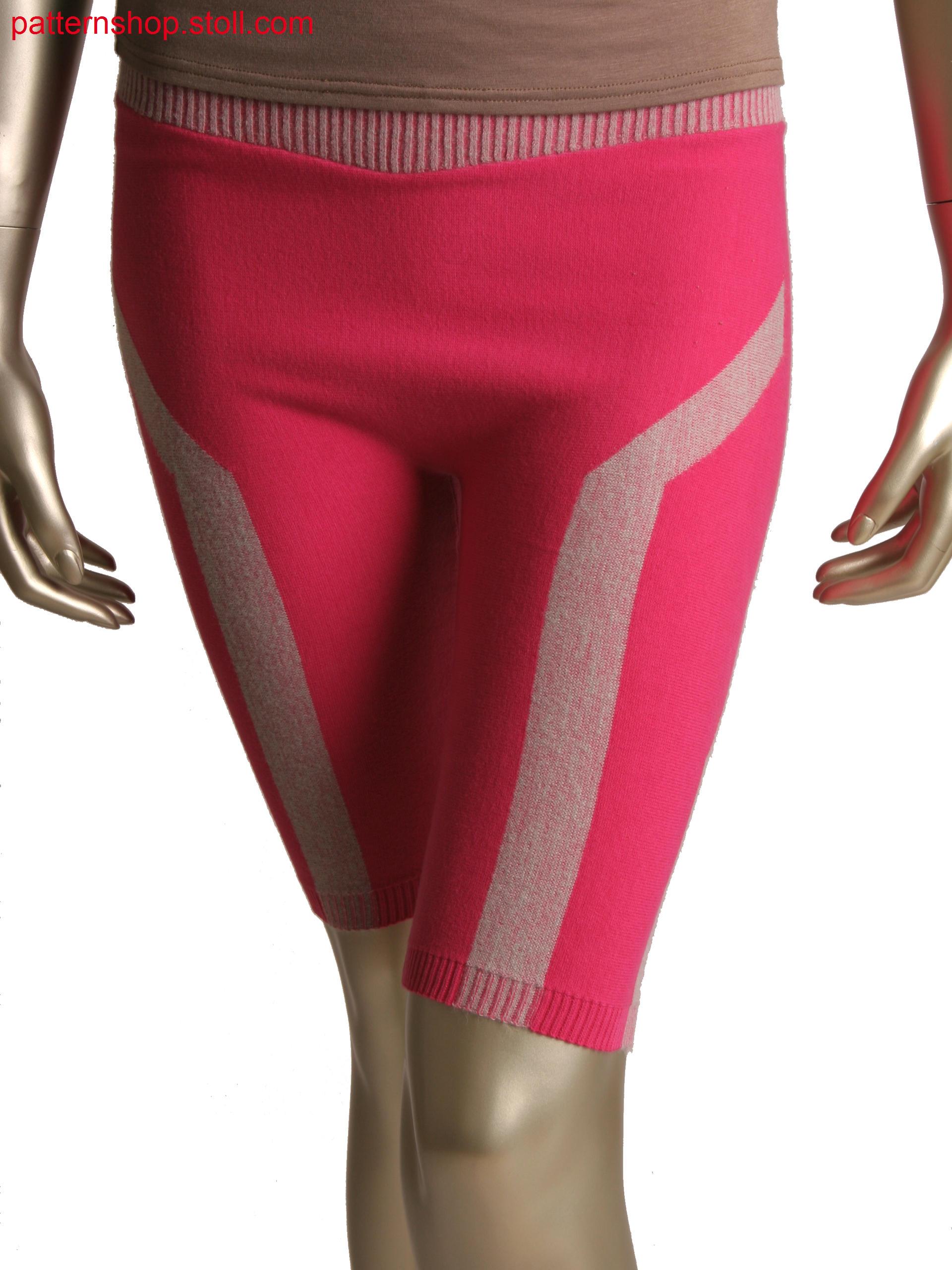 Fully Fashion shorts knitted in one piece,plating intarsiastripes,goring technique
