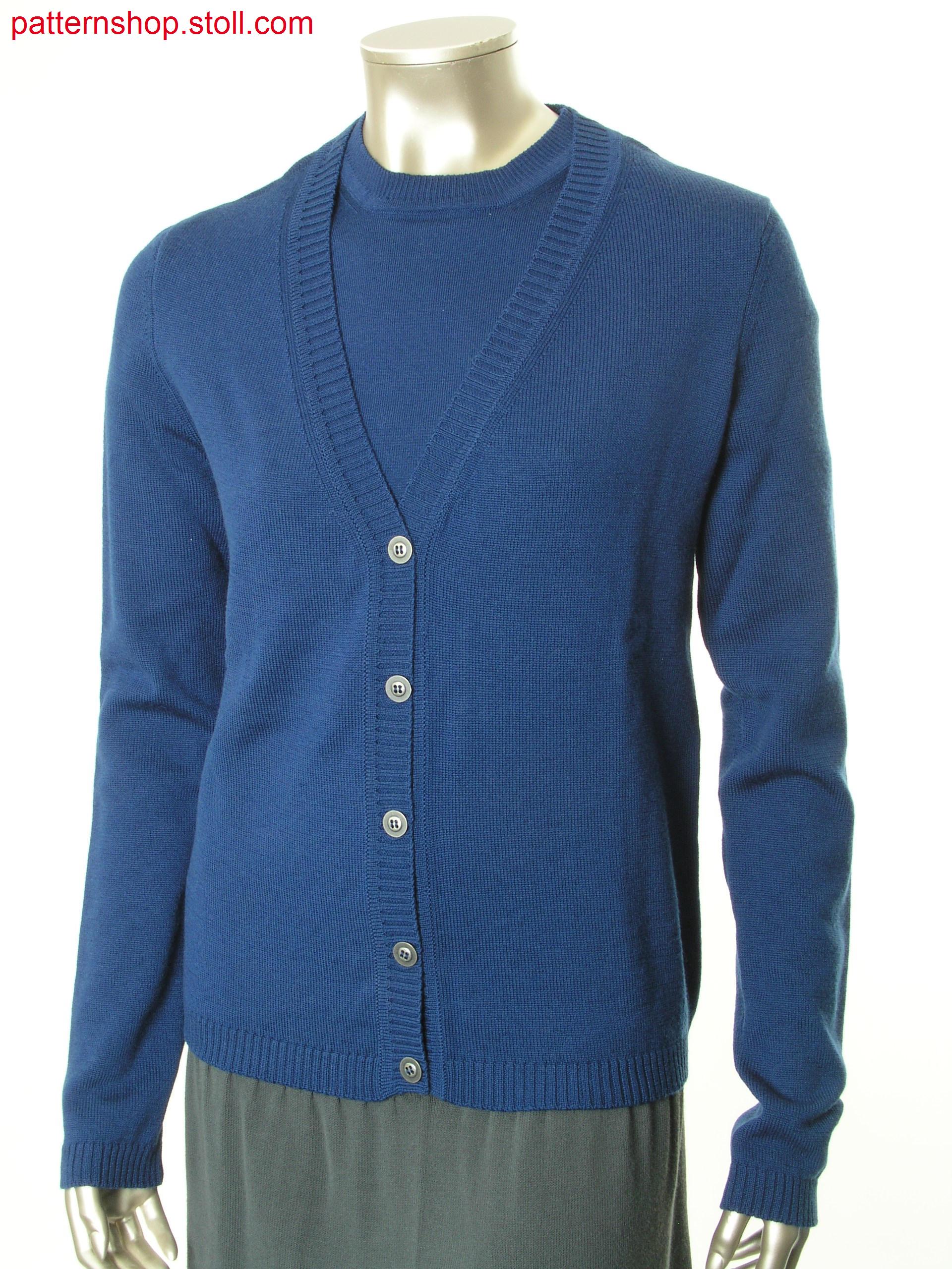 Fully Fashion jersey cardigan in 1x1 technique / Fully Fashion Rechts-Links Strickjacke in 1x1 Technik