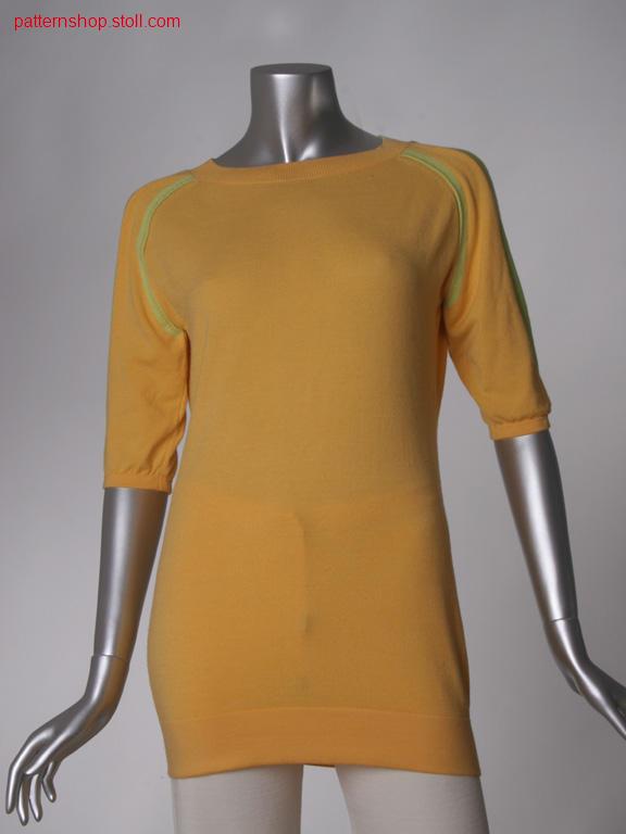 Fitted FF-jersey raglan pullover with box pleats / Taillierter FF-Rechts-Links Raglanpullover mit Kellerfalten