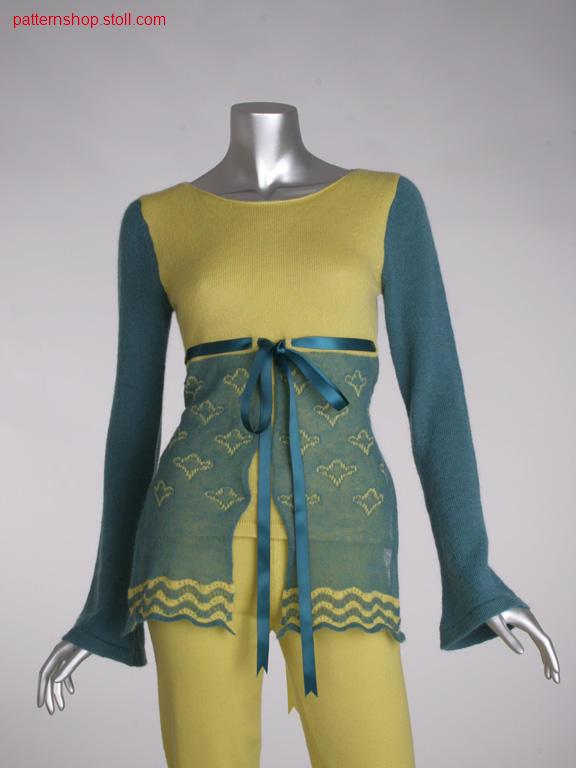 Fitted ff-jersey pullover with trumpet sleeves / TaillierterFF-Rechts-Links Pullover mit Trompeten