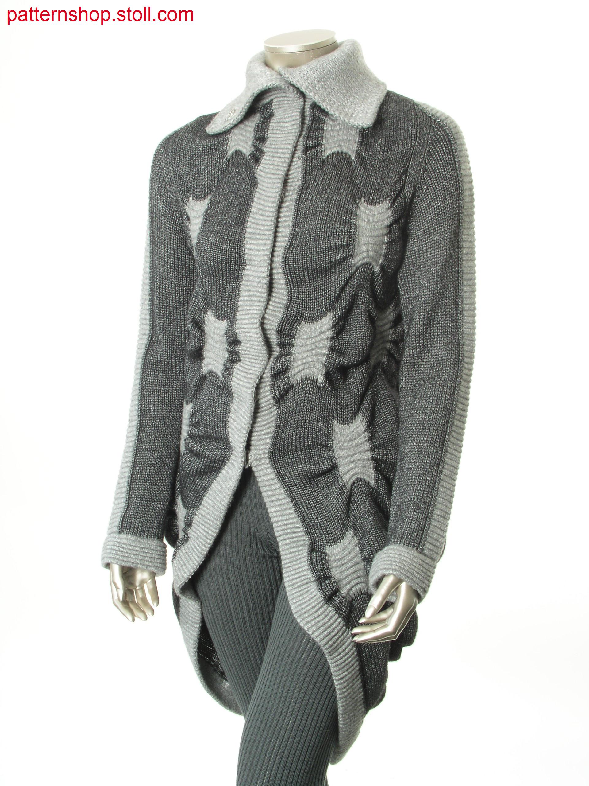 Coat with gathering by intarsa wave pattern / Mantel mit Raffungen durch Intarsia-Wellenmuster