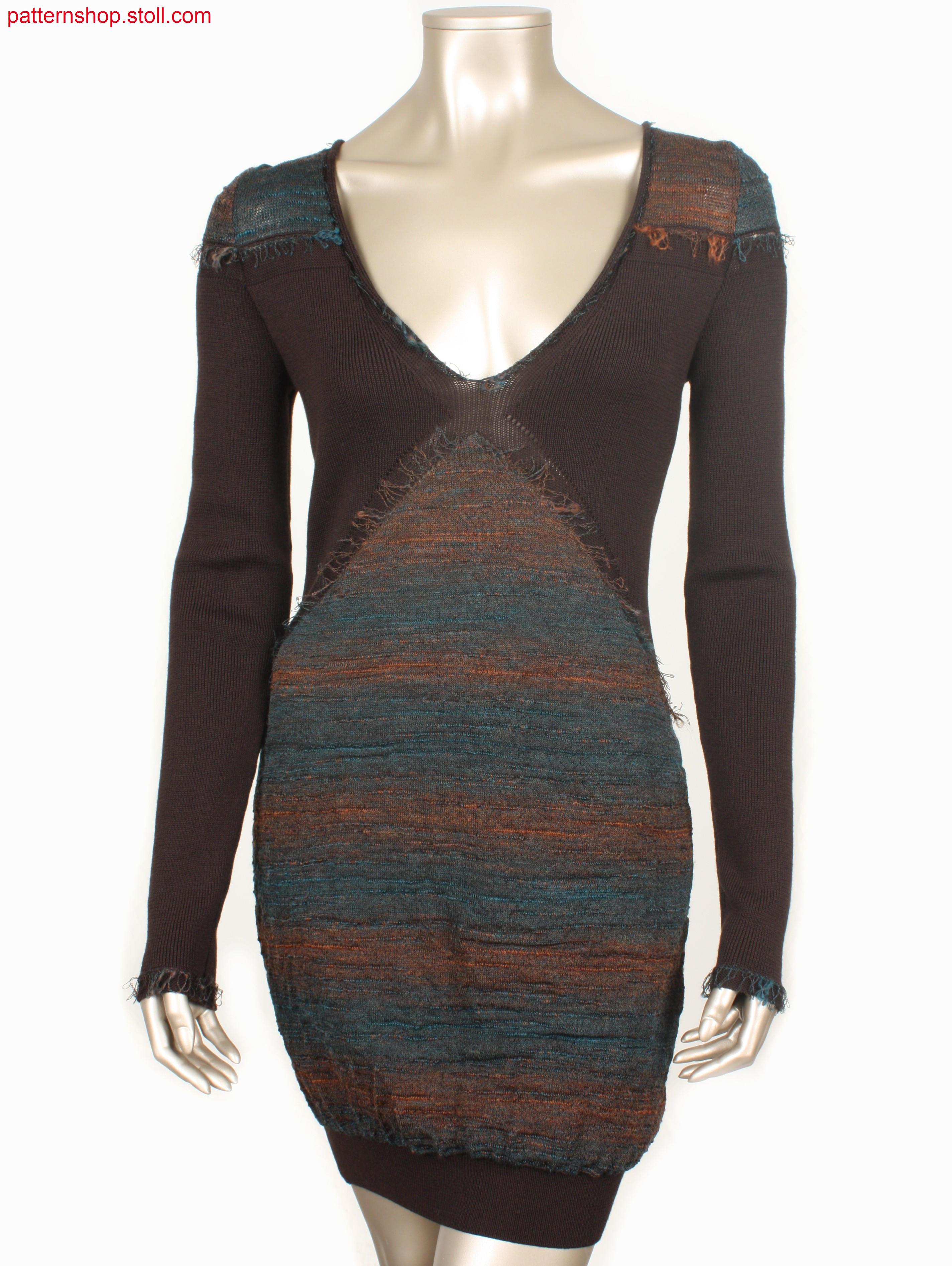 Fully Fashion dress with V-neck and fringe decoration / Fully Fashion Kleid mit V-Ausschnitt und Fransen-Verzierung